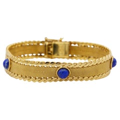 Christian Dior Vintage 1966 Lapis Cabochon Natural Stones Balls Mesh Bracelet