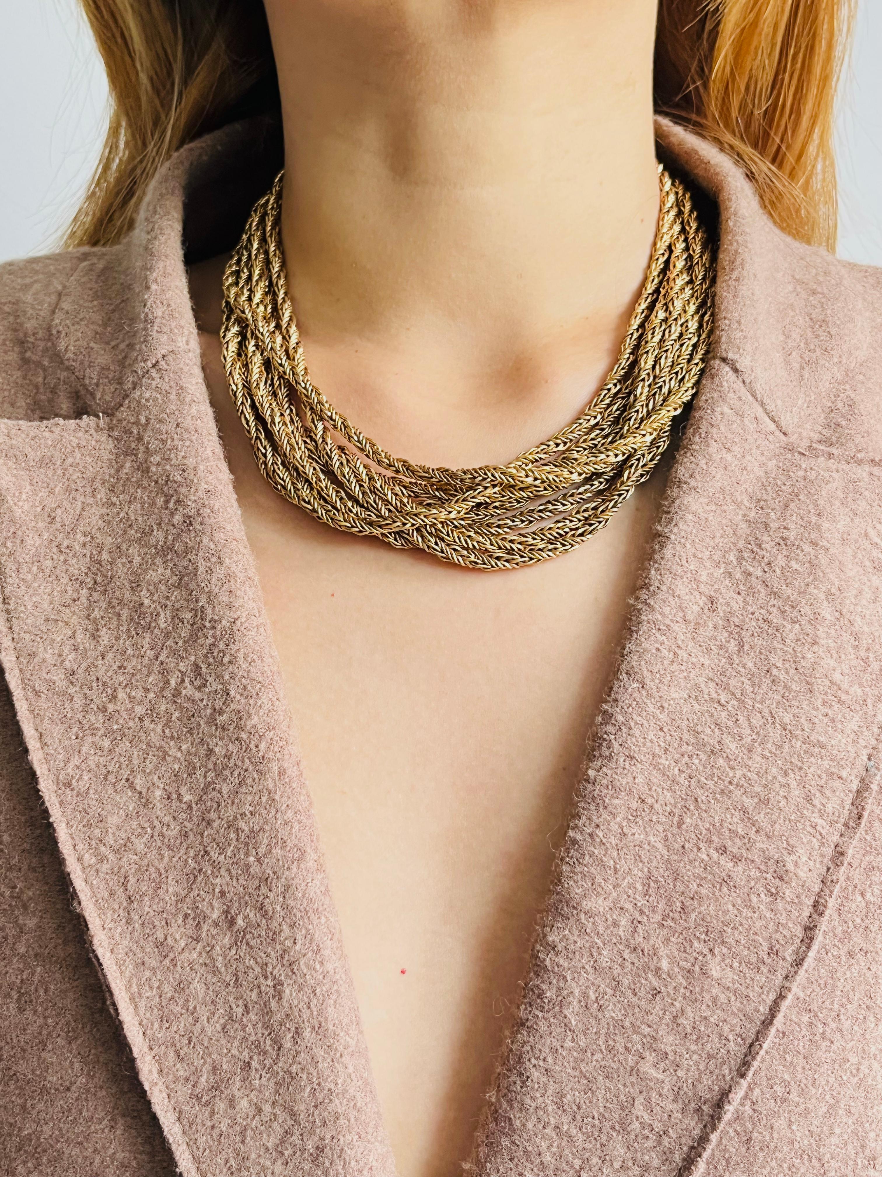 Christian Dior Vintage 1967 Turquoise Navy Cabochon 8 Strands Layers Necklace For Sale 1