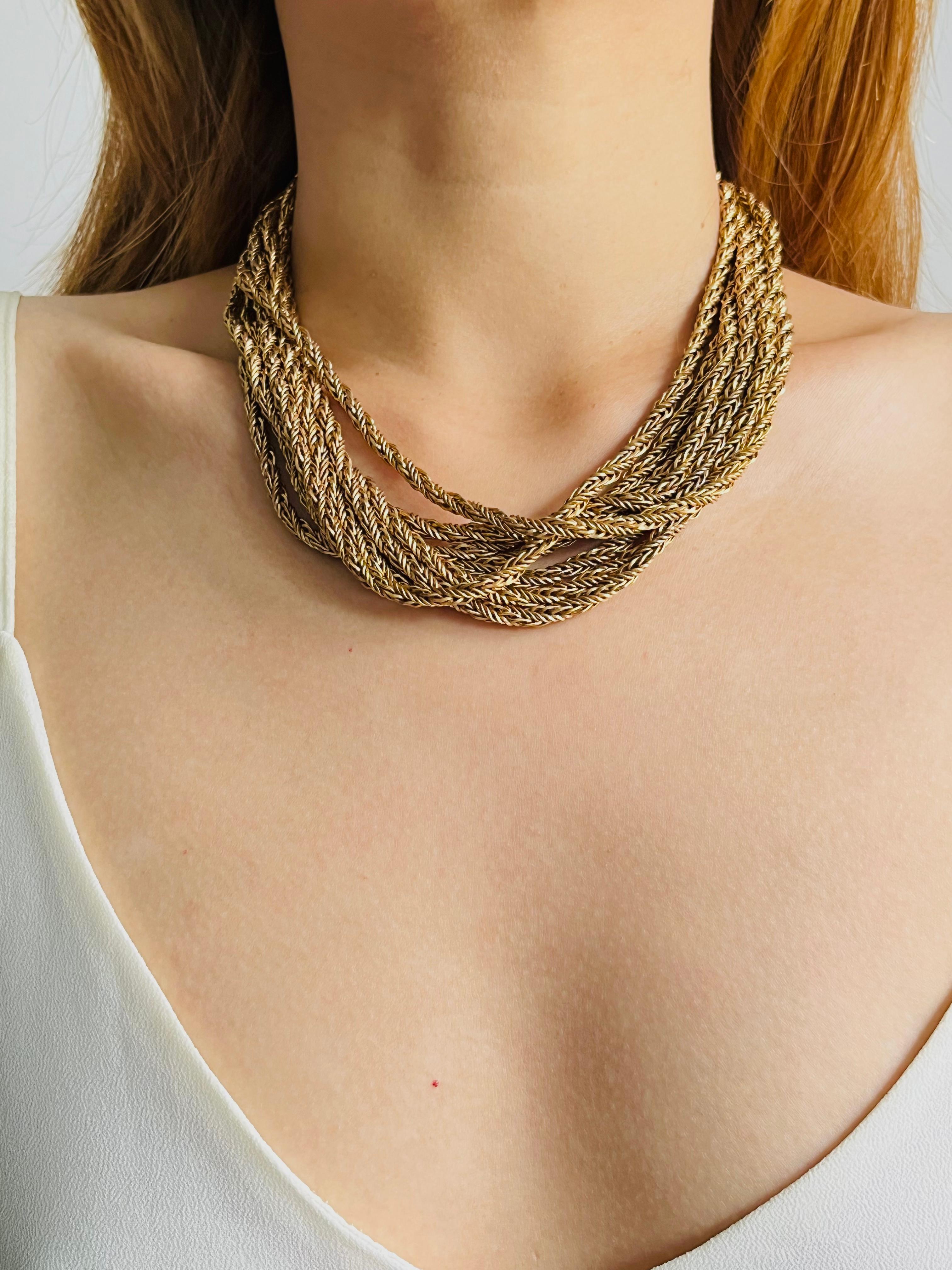 Christian Dior Vintage 1967 Turquoise Navy Cabochon 8 Strands Layers Necklace For Sale 2