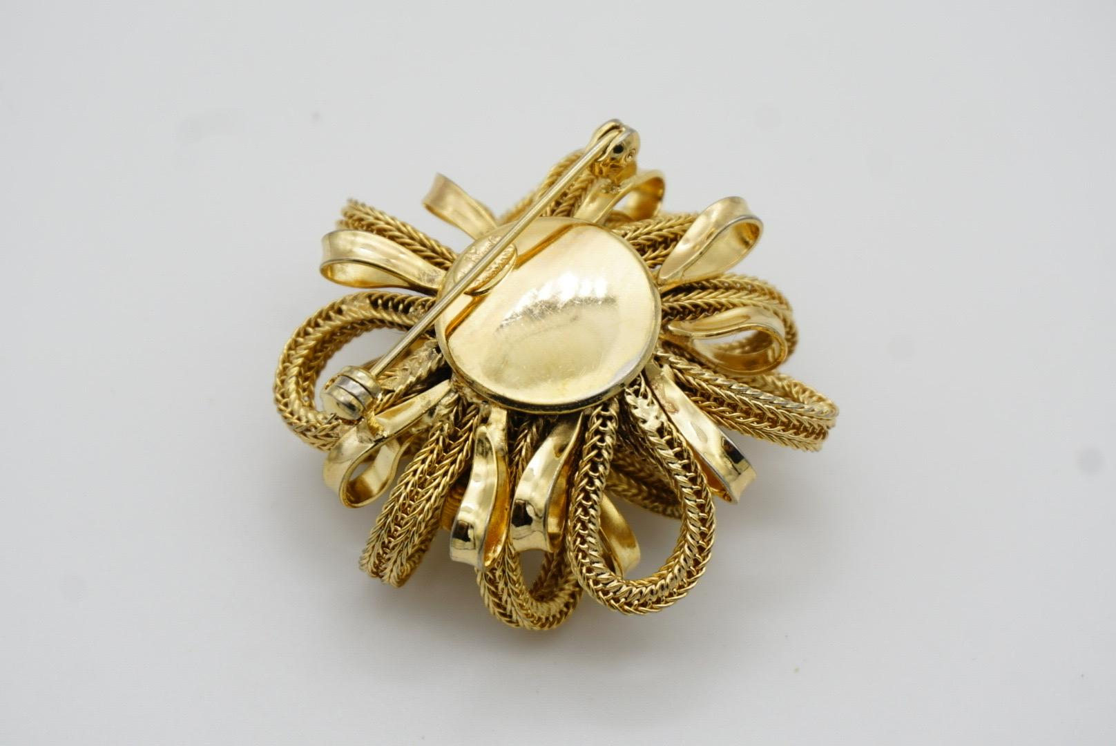 Christian Dior Vintage 1967 Vivid Mesh Knit Ribbon Bow Flourish Flower Brooch For Sale 7