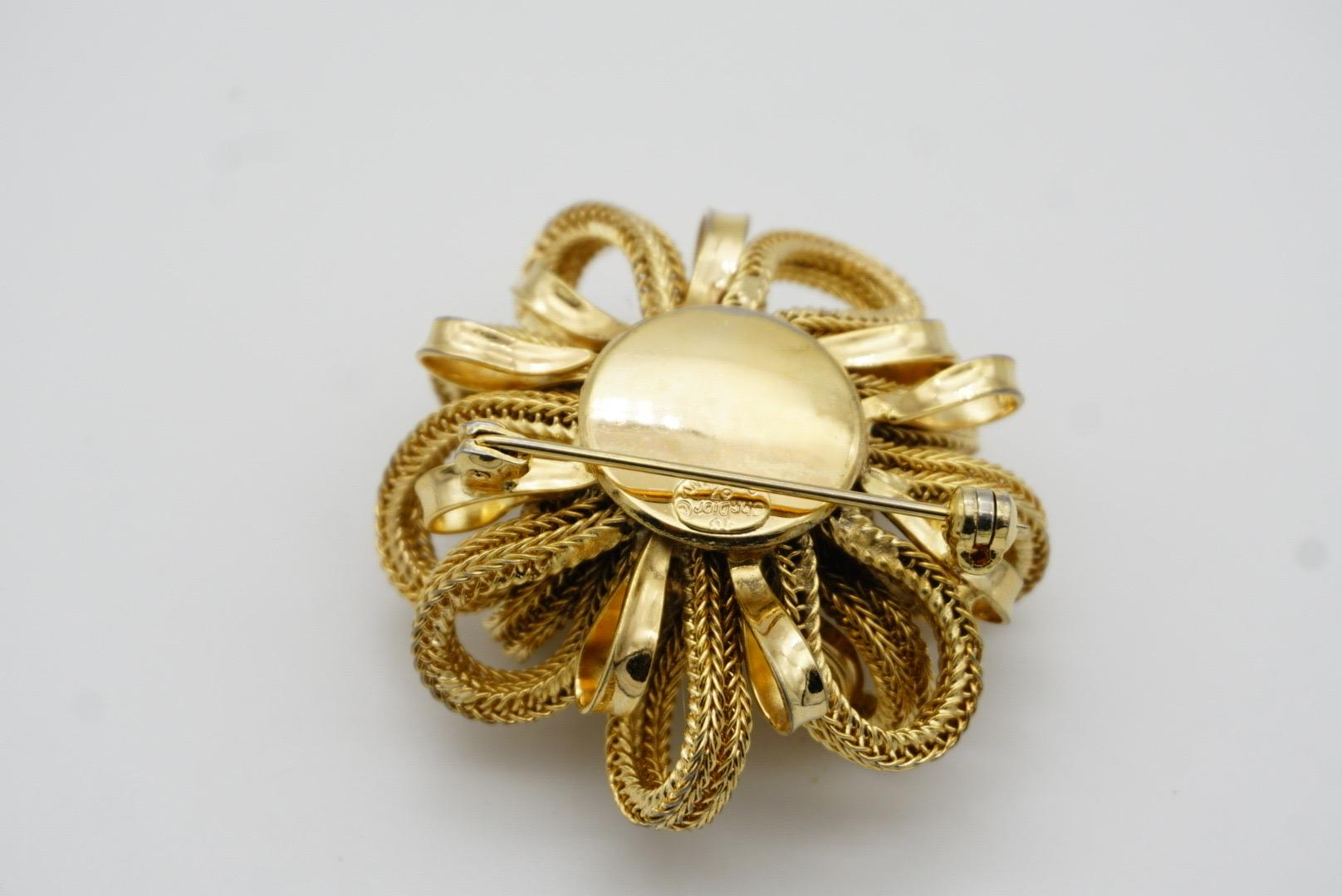 Christian Dior Vintage 1967 Vivid Mesh Knit Ribbon Bow Flourish Flower Brooch For Sale 8