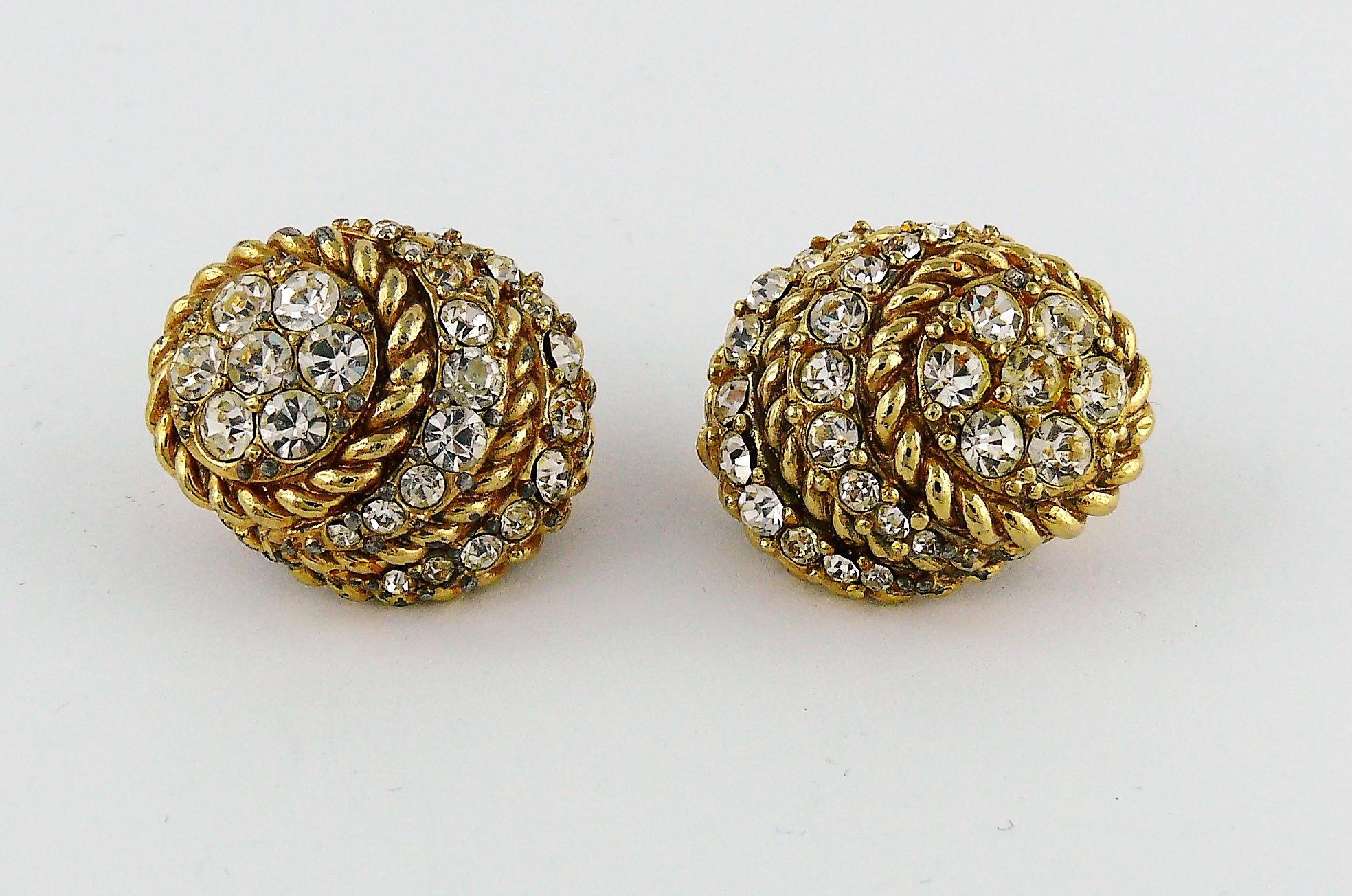 Christian Dior Vintage 1968 Domed Clip-On Earrings In Fair Condition In Nice, FR