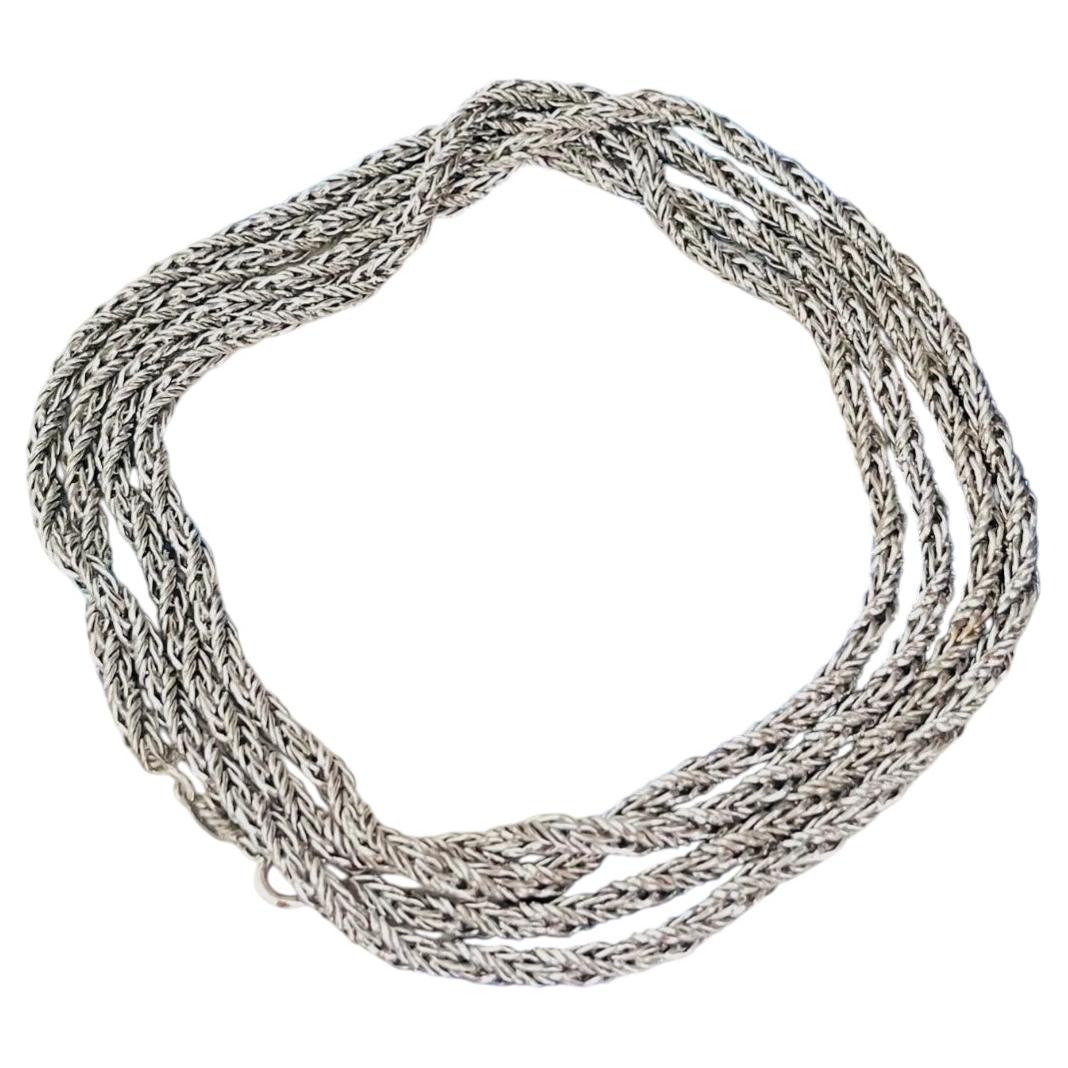 Christian Dior Vintage 1969 GROSSE Rare Rope Interlinked Silver Long Necklace For Sale