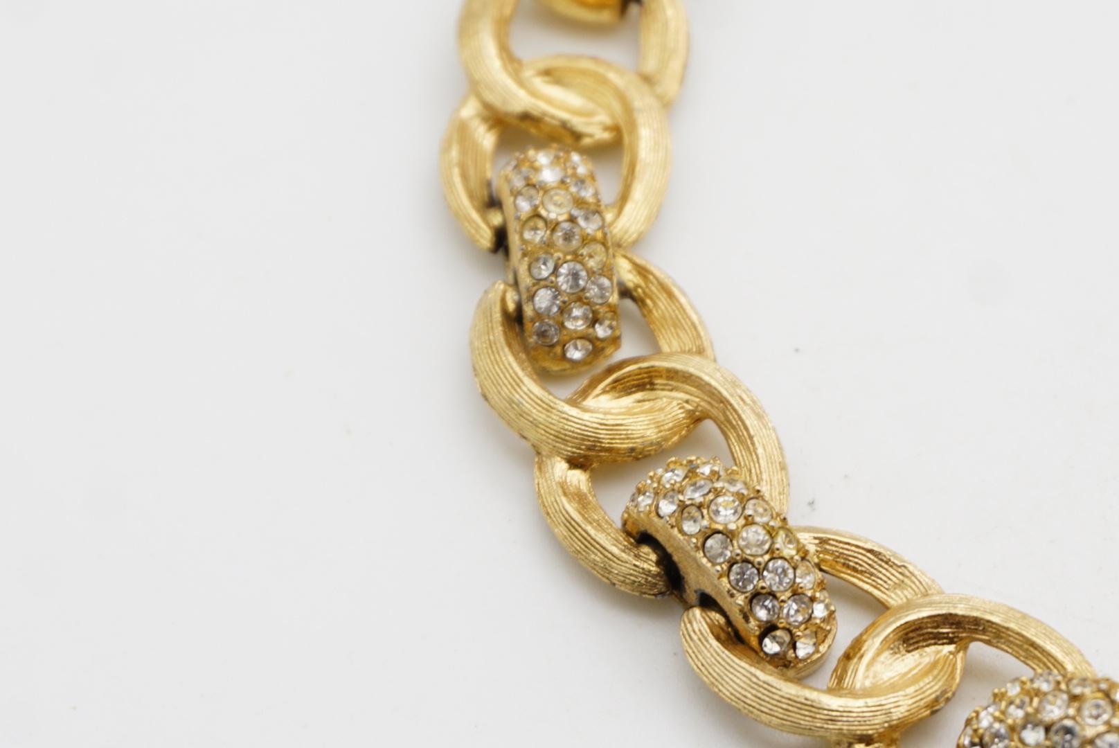 Christian Dior Vintage 1970 Crystals Charm Interlocked Omega Linked Necklace For Sale 6