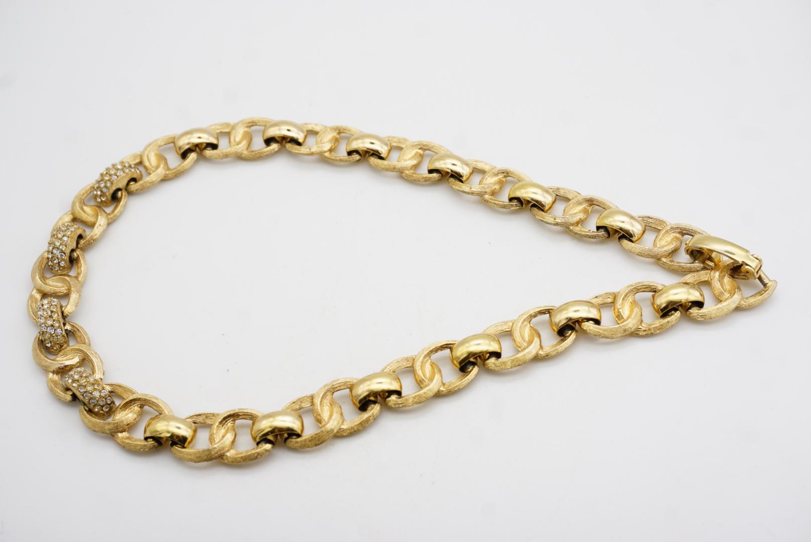Christian Dior Vintage 1970 Crystals Charm Interlocked Omega Linked Necklace For Sale 7