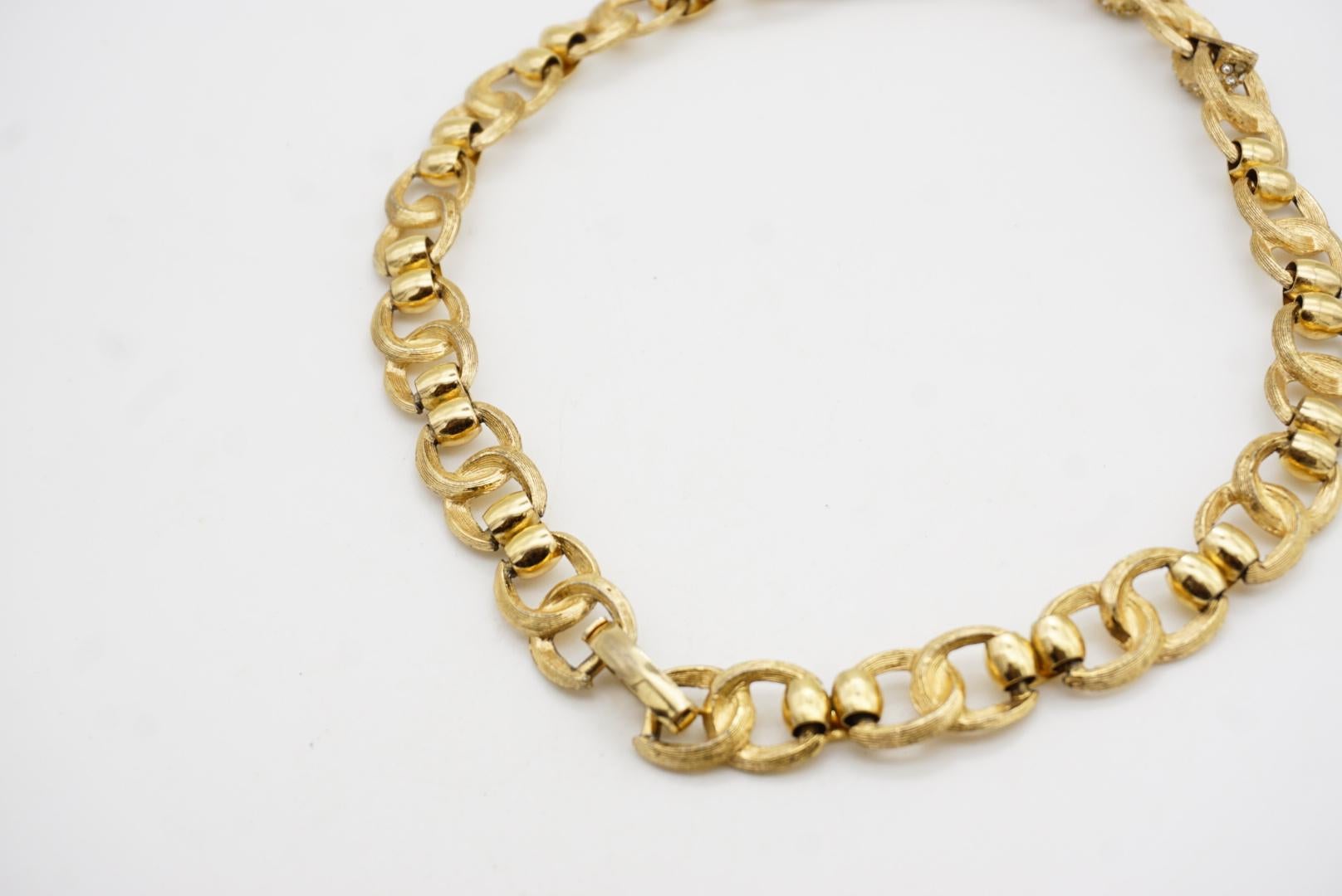 Christian Dior Vintage 1970 Crystals Charm Interlocked Omega Linked Necklace For Sale 9
