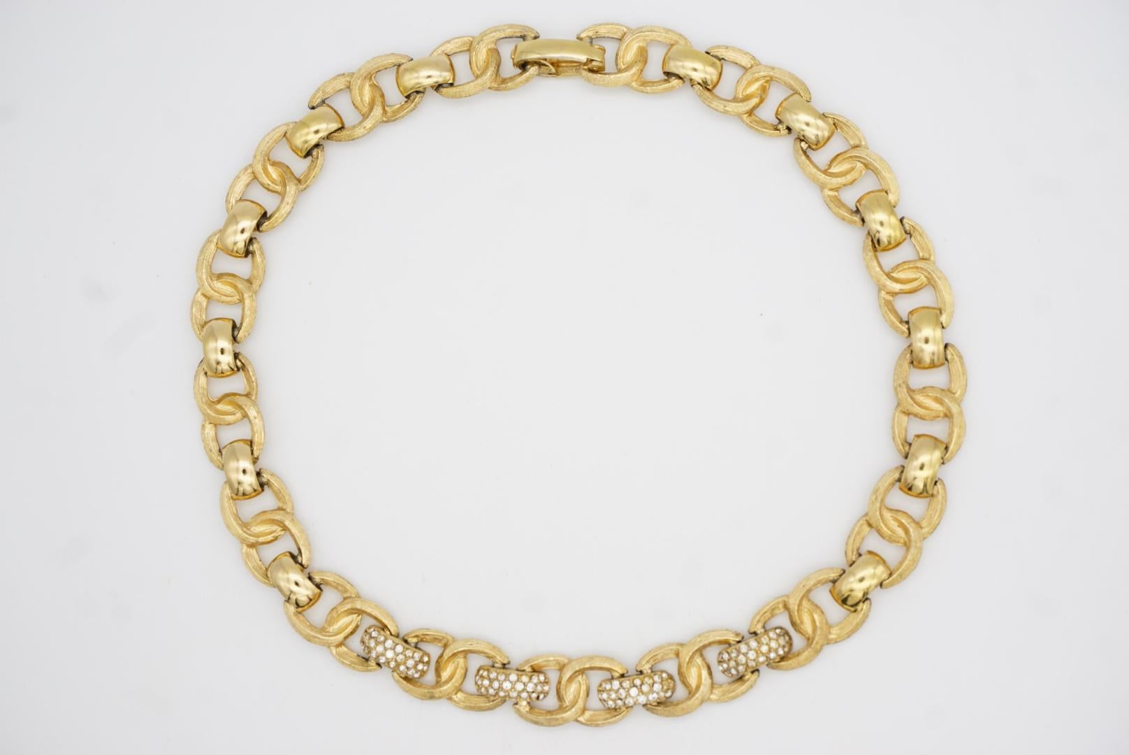 Christian Dior Vintage 1970 Crystals Charm Interlocked Omega Linked Necklace For Sale 3