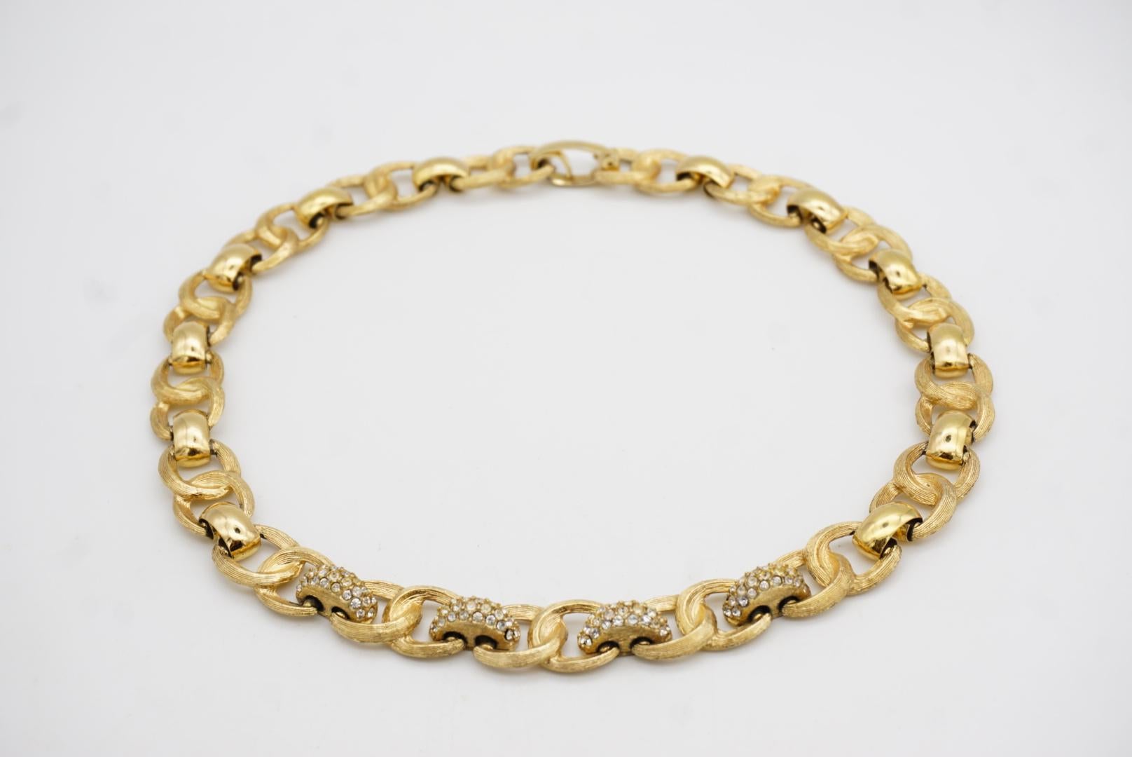 Christian Dior Vintage 1970 Crystals Charm Interlocked Omega Linked Necklace For Sale 4