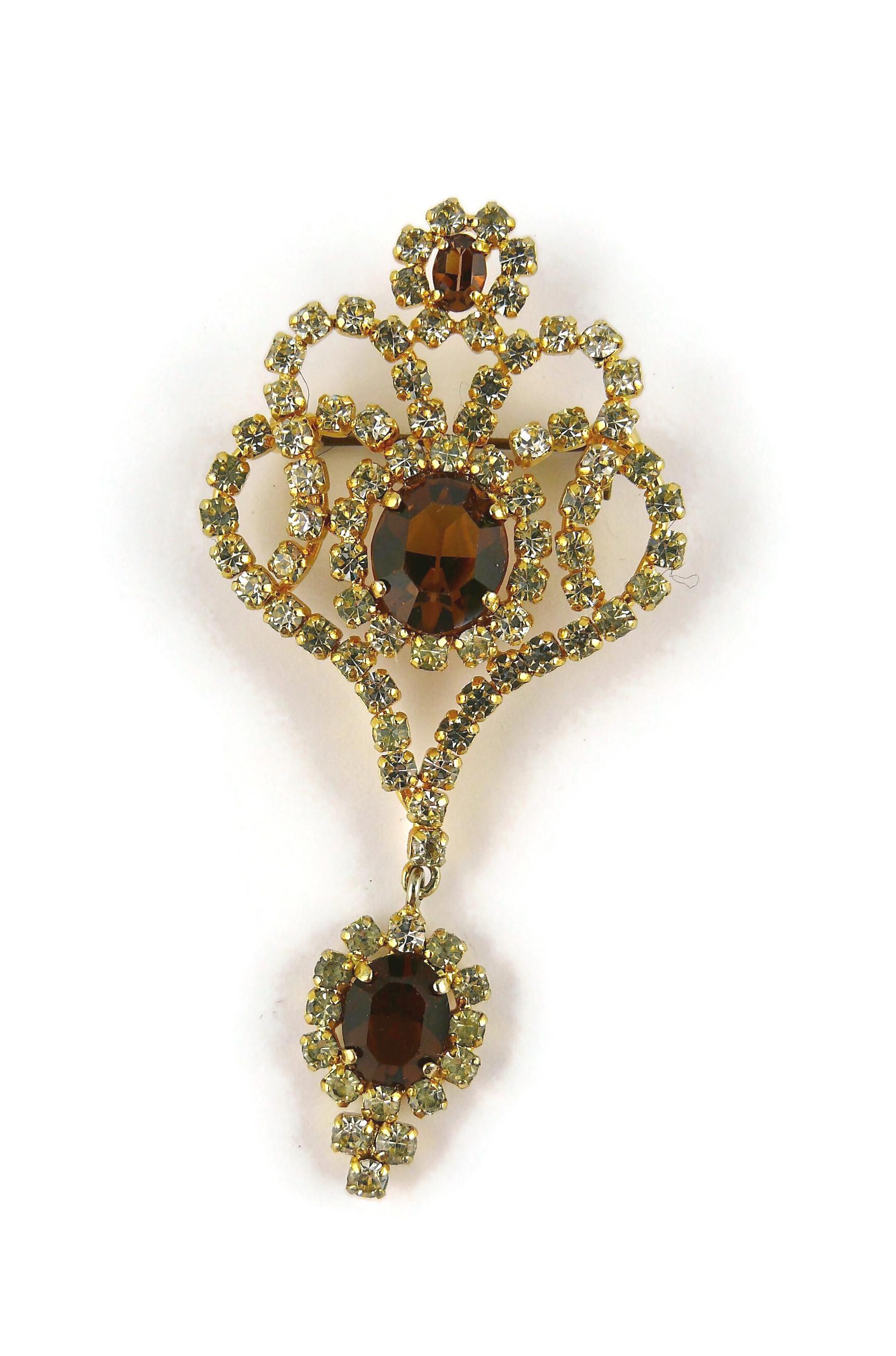 Women's Christian Dior Vintage 1970 Jewelled Dangling Brooch For Sale