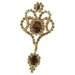 Christian Dior Vintage 1970 Jewelled Dangling Brooch