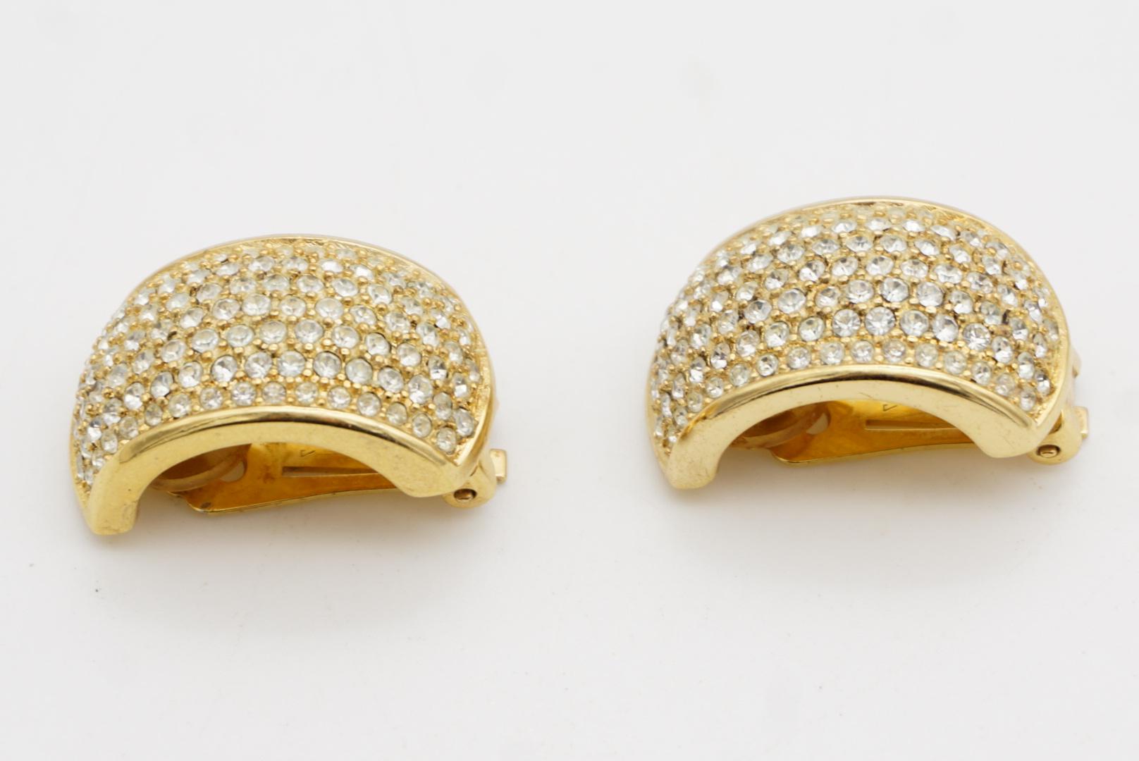 Christian Dior Vintage 1970 Große Ganzkristalle Hoop Dome Chunky Clip Ohrringe im Angebot 5