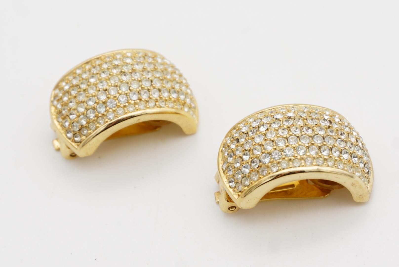 Christian Dior Vintage 1970 Große Ganzkristalle Hoop Dome Chunky Clip Ohrringe im Angebot 6