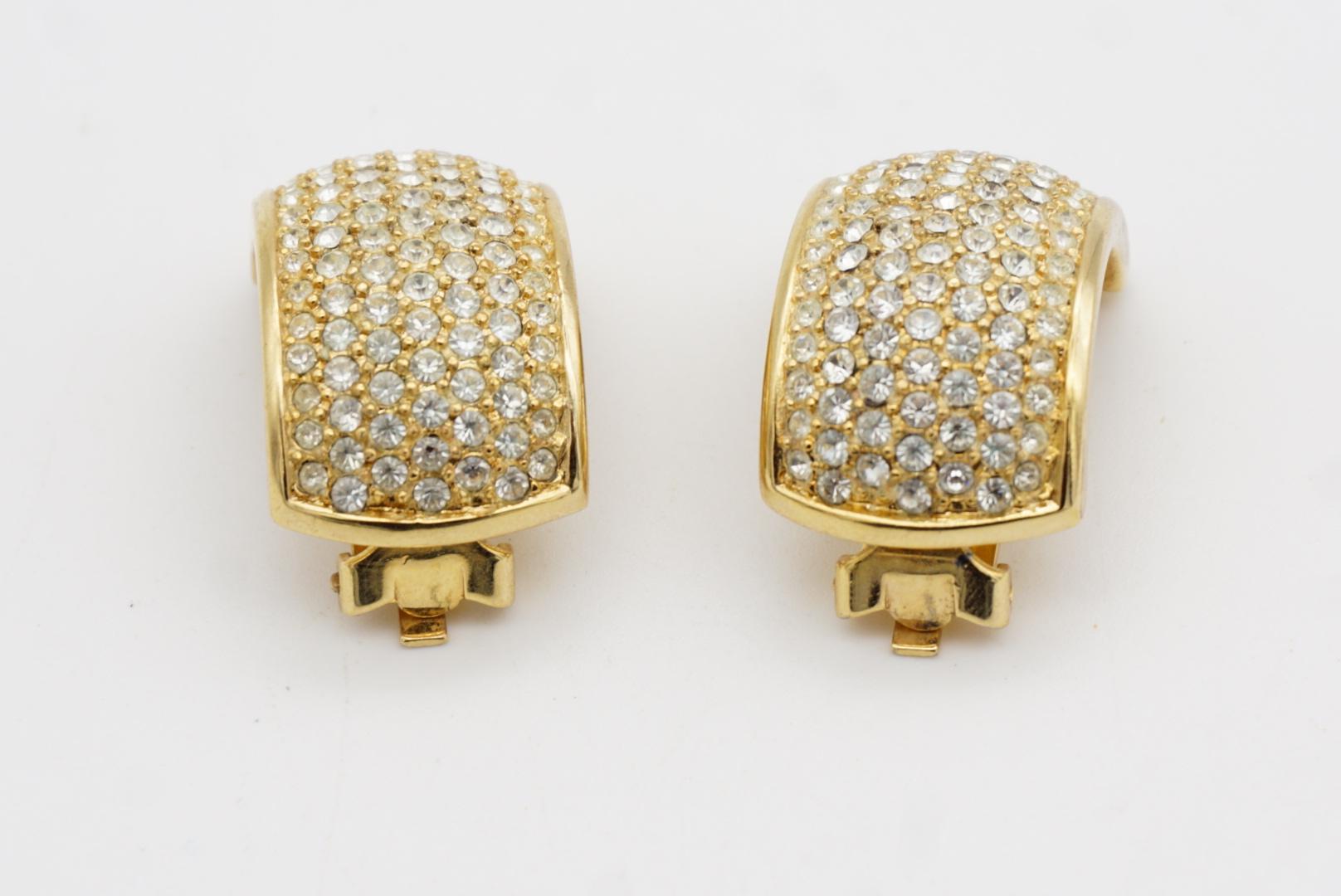 Christian Dior Vintage 1970 Große Ganzkristalle Hoop Dome Chunky Clip Ohrringe im Angebot 7