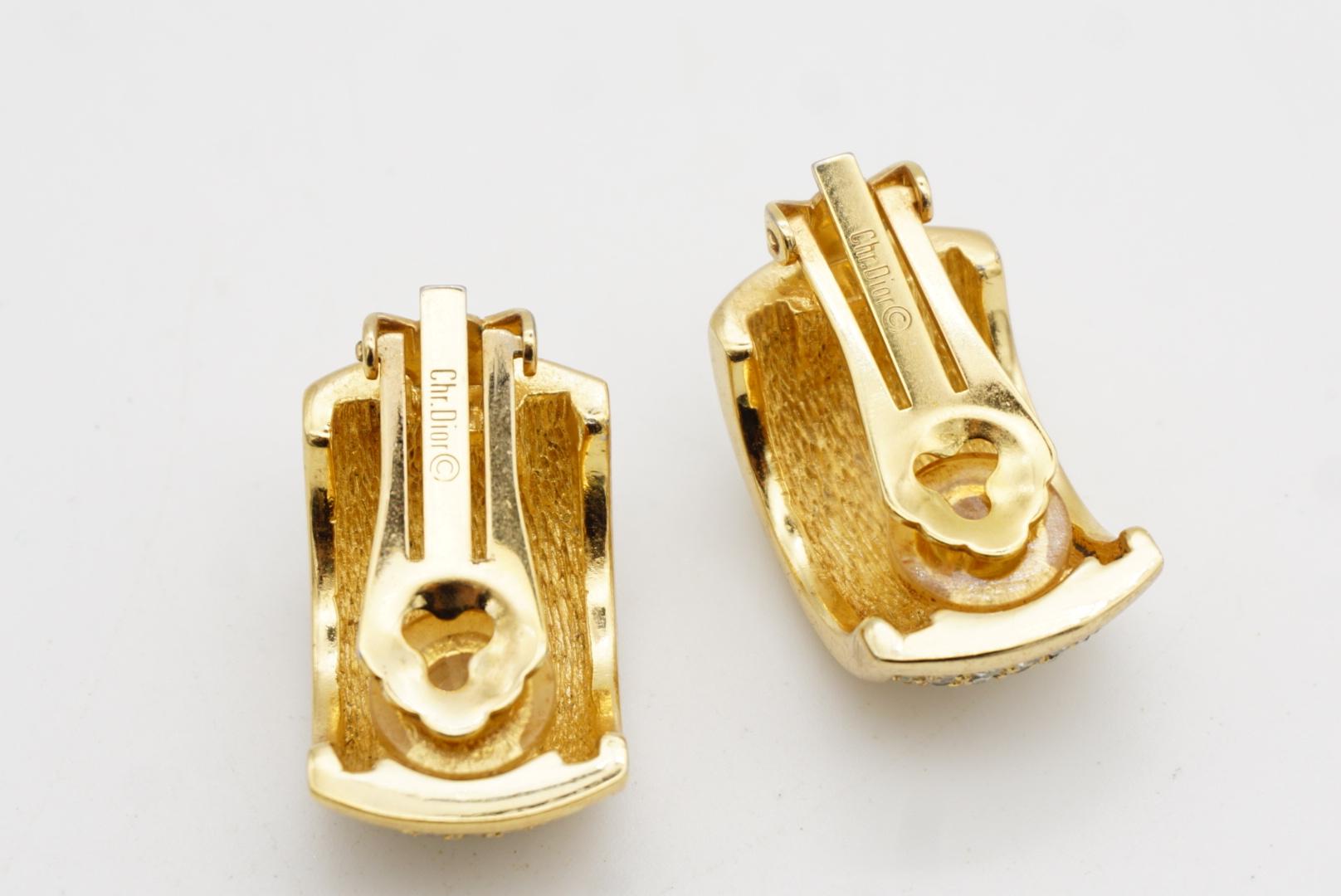 Christian Dior Vintage 1970 Große Ganzkristalle Hoop Dome Chunky Clip Ohrringe im Angebot 8