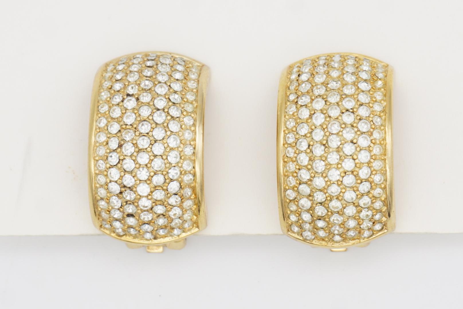 Christian Dior Vintage 1970 Große Ganzkristalle Hoop Dome Chunky Clip Ohrringe im Angebot 3