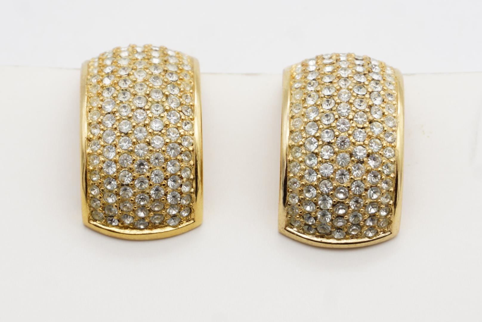 Christian Dior Vintage 1970 Große Ganzkristalle Hoop Dome Chunky Clip Ohrringe im Angebot 4