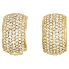 Christian Dior Vintage 1970 Grandes Cristales Enteros Aro Cúpula Pendientes De Clip Gruesos