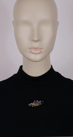 CHRISTIAN DIOR Vintage 1970 Multicolour Floral Brooch