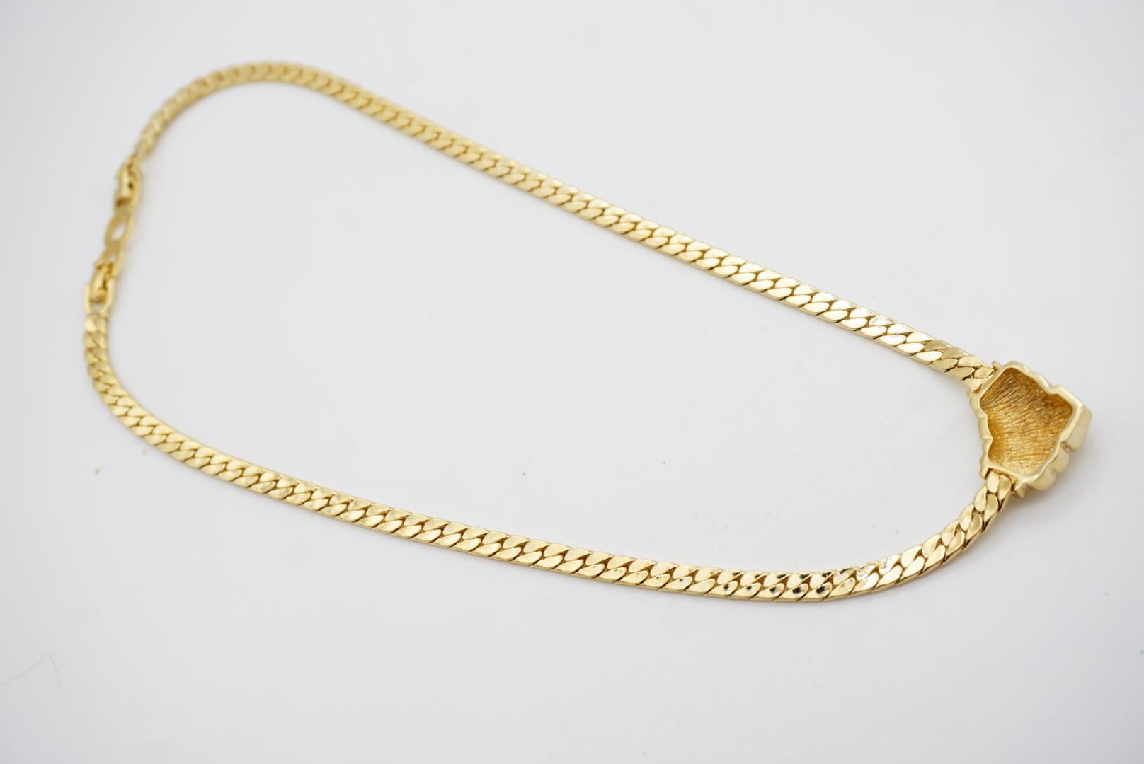 Christian Dior Vintage 1970 Triangle Shell Wing Pendant Monderist Gold Necklace en venta 9