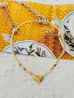 Christian Dior Vintage 1970 Triangle Shell Wing Pendant Monderist Gold Necklace