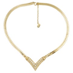 Christian Dior Vintage 1970s Arrow Crystals Square Triangle Pendant Necklace