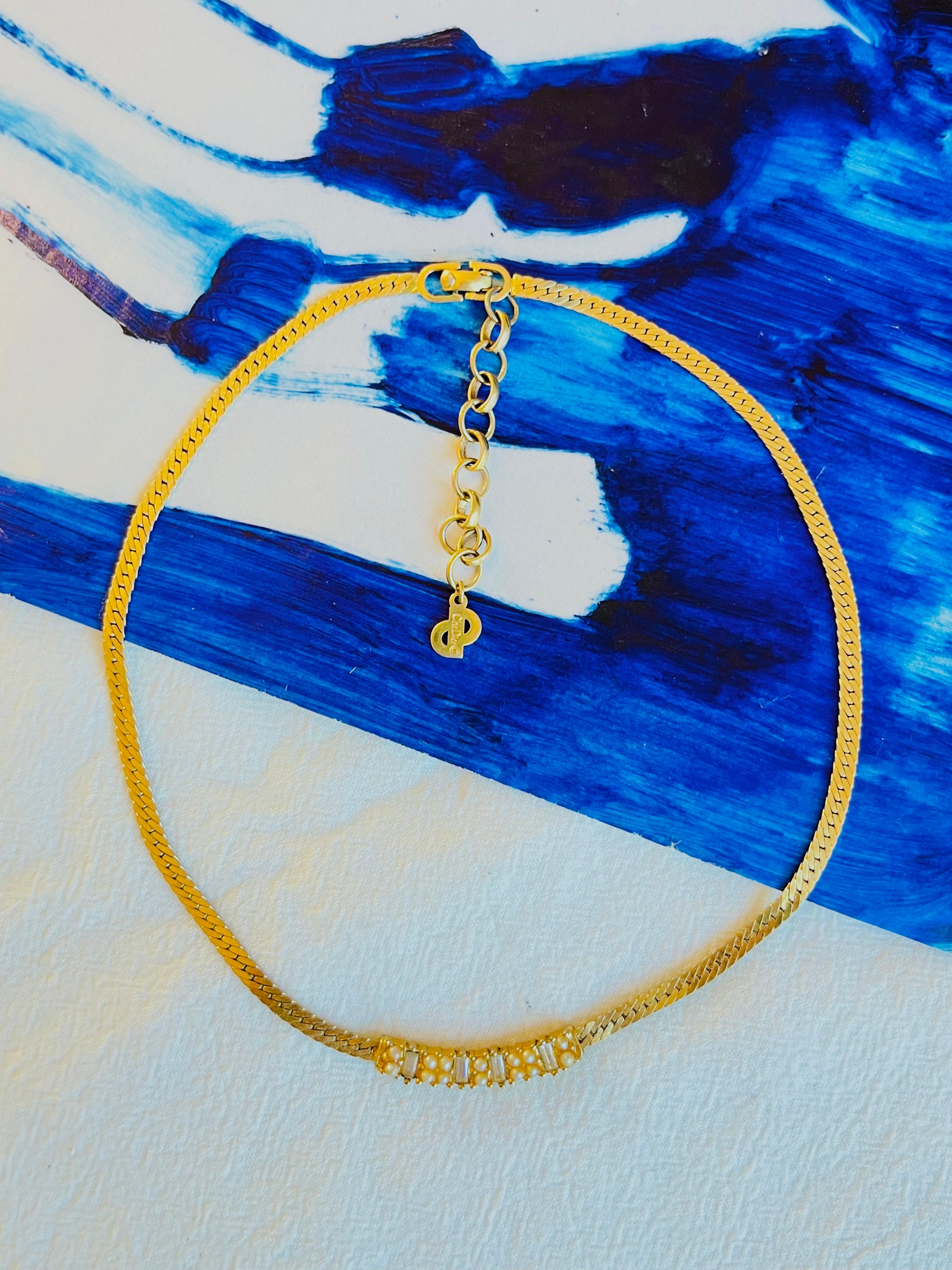 Art Déco Christian Dior Vintage anni '70 Collana con perle e cristalli a barre lunghe in vendita