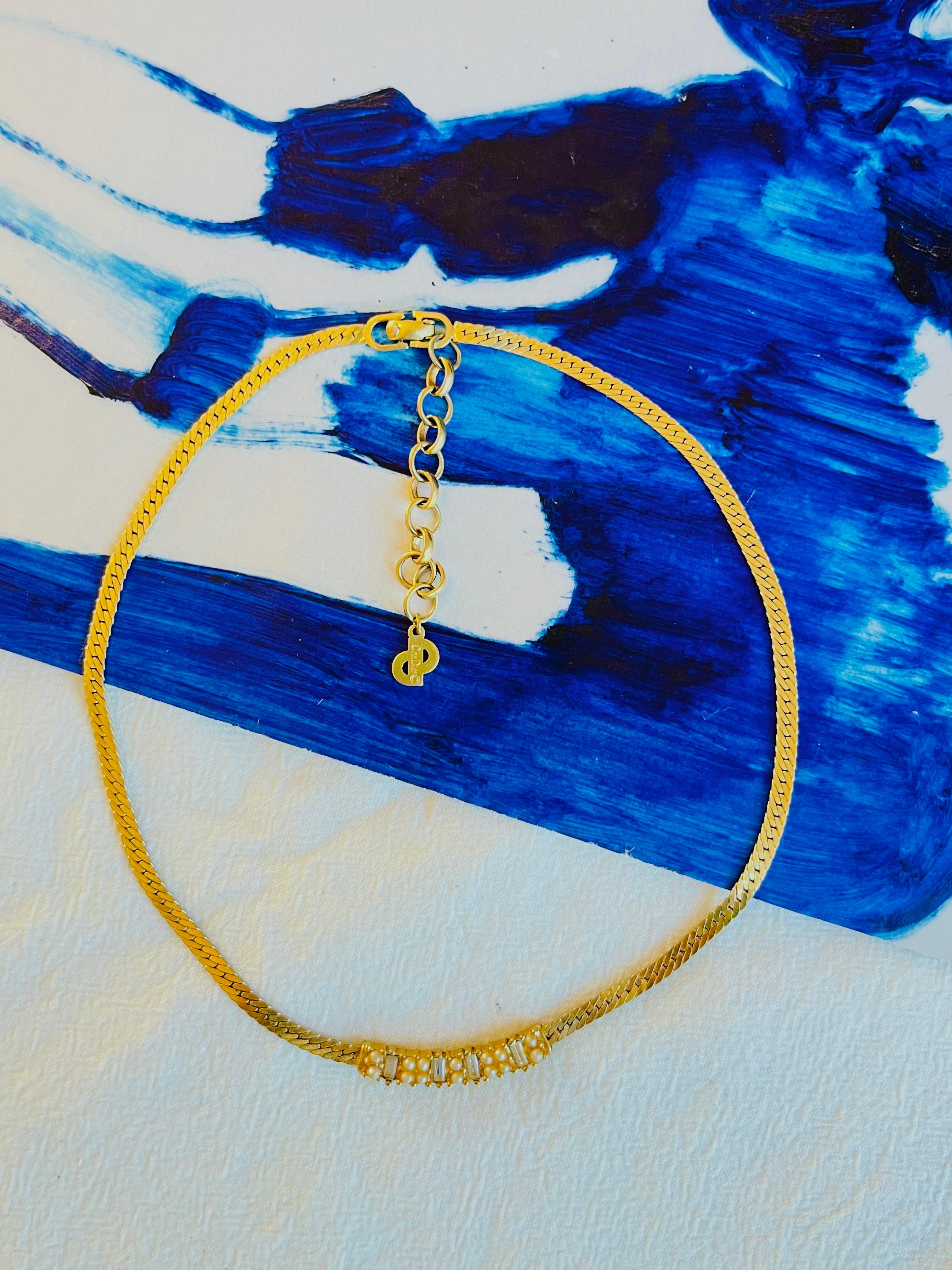 Christian Dior Vintage anni '70 Collana con perle e cristalli a barre lunghe In condizioni buone in vendita a Wokingham, England