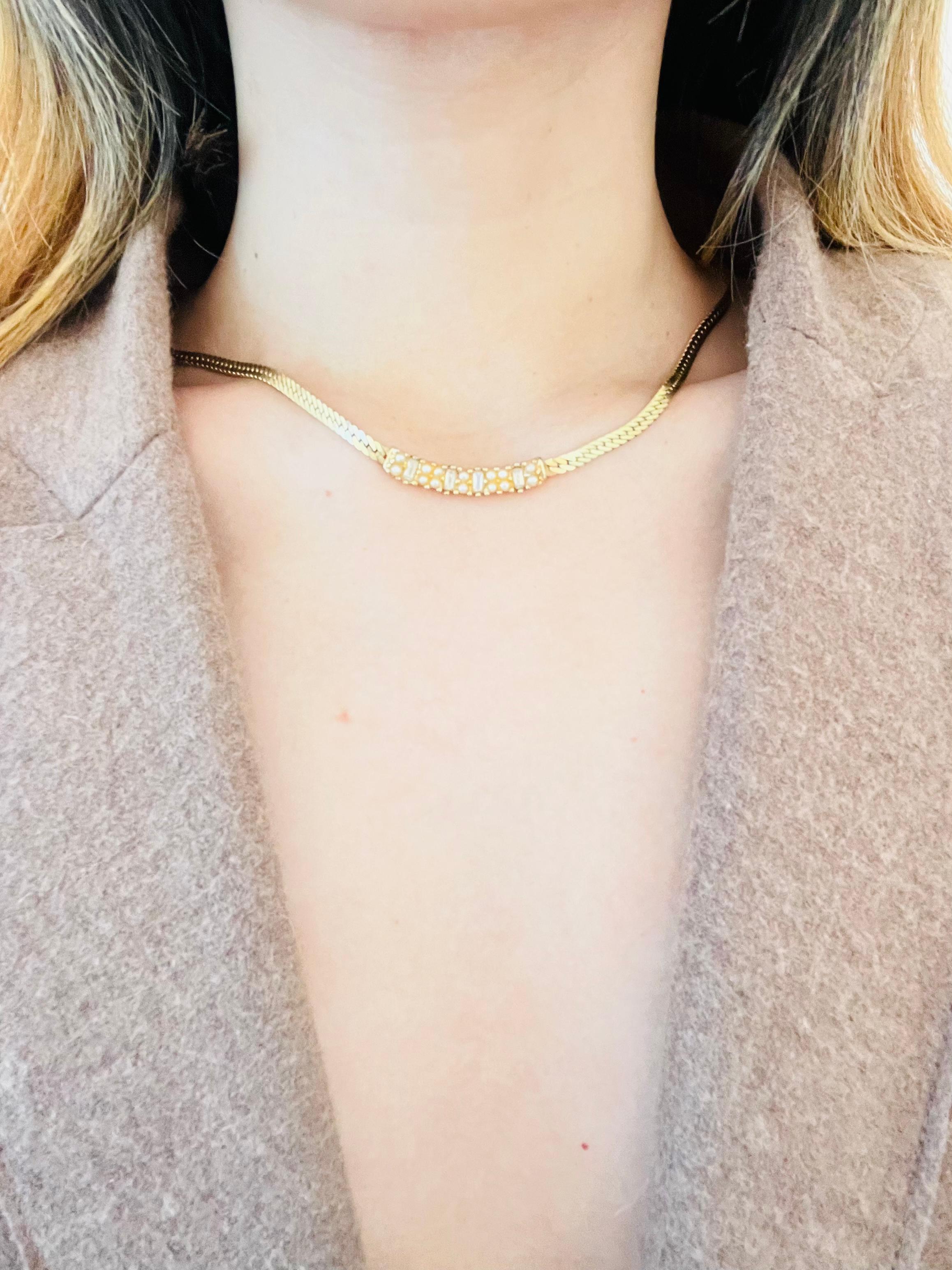 Christian Dior Vintage anni '70 Collana con perle e cristalli a barre lunghe in vendita 1