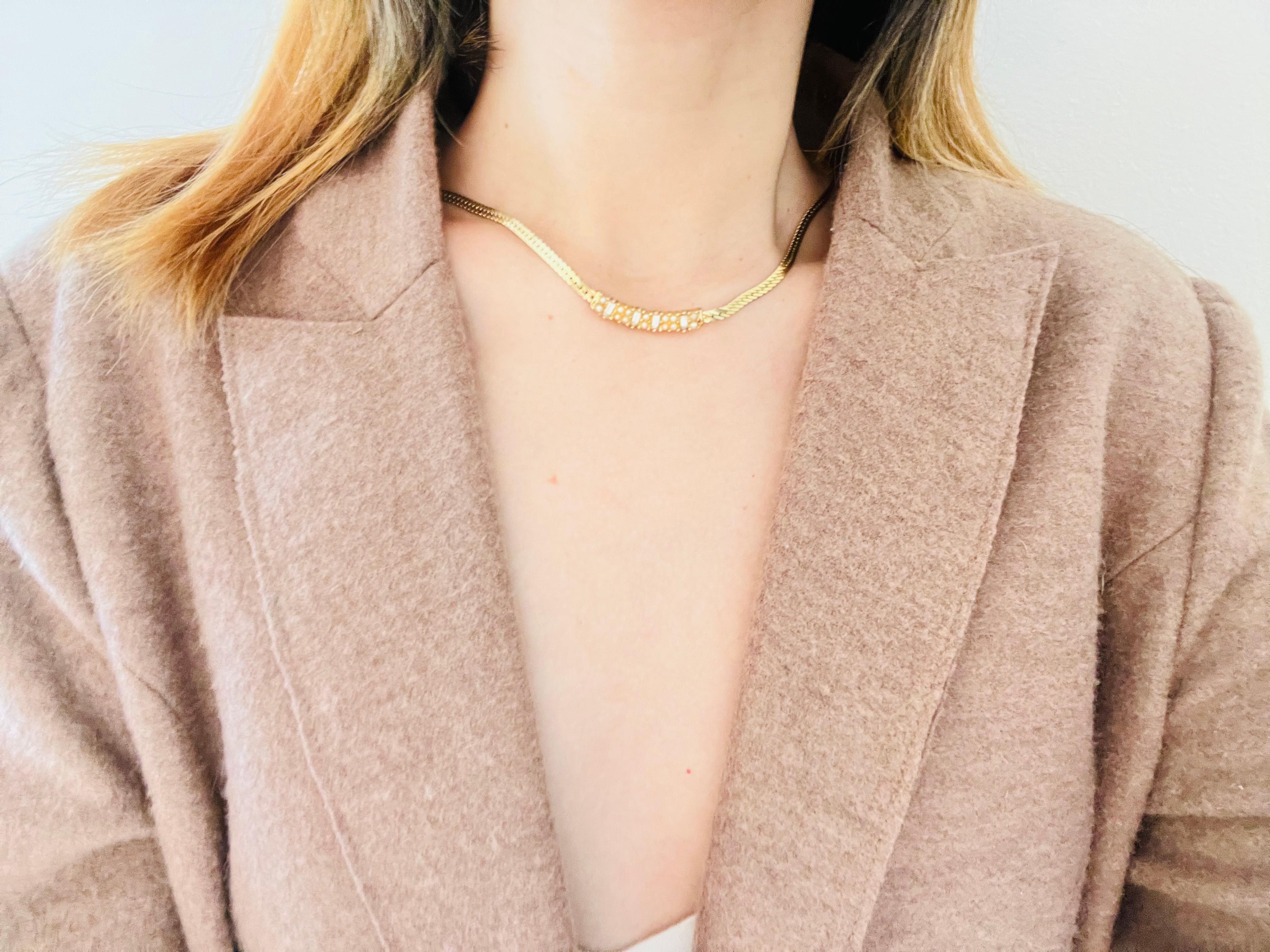 Christian Dior Vintage anni '70 Collana con perle e cristalli a barre lunghe in vendita 2