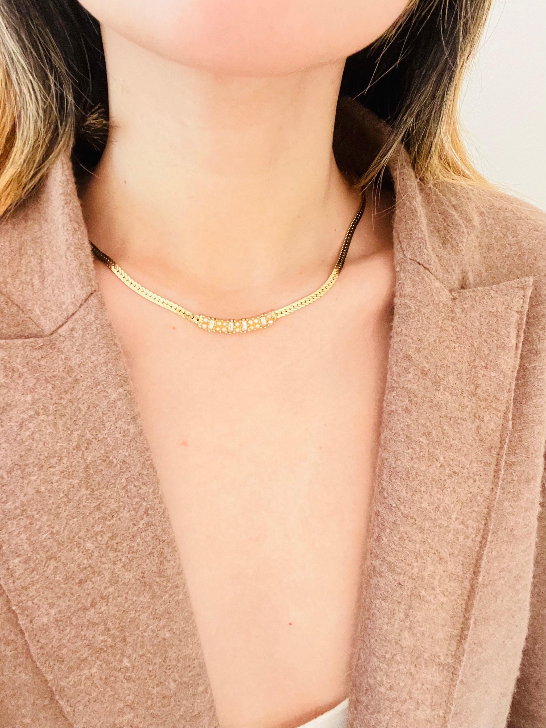 Christian Dior Vintage anni '70 Collana con perle e cristalli a barre lunghe in vendita 3
