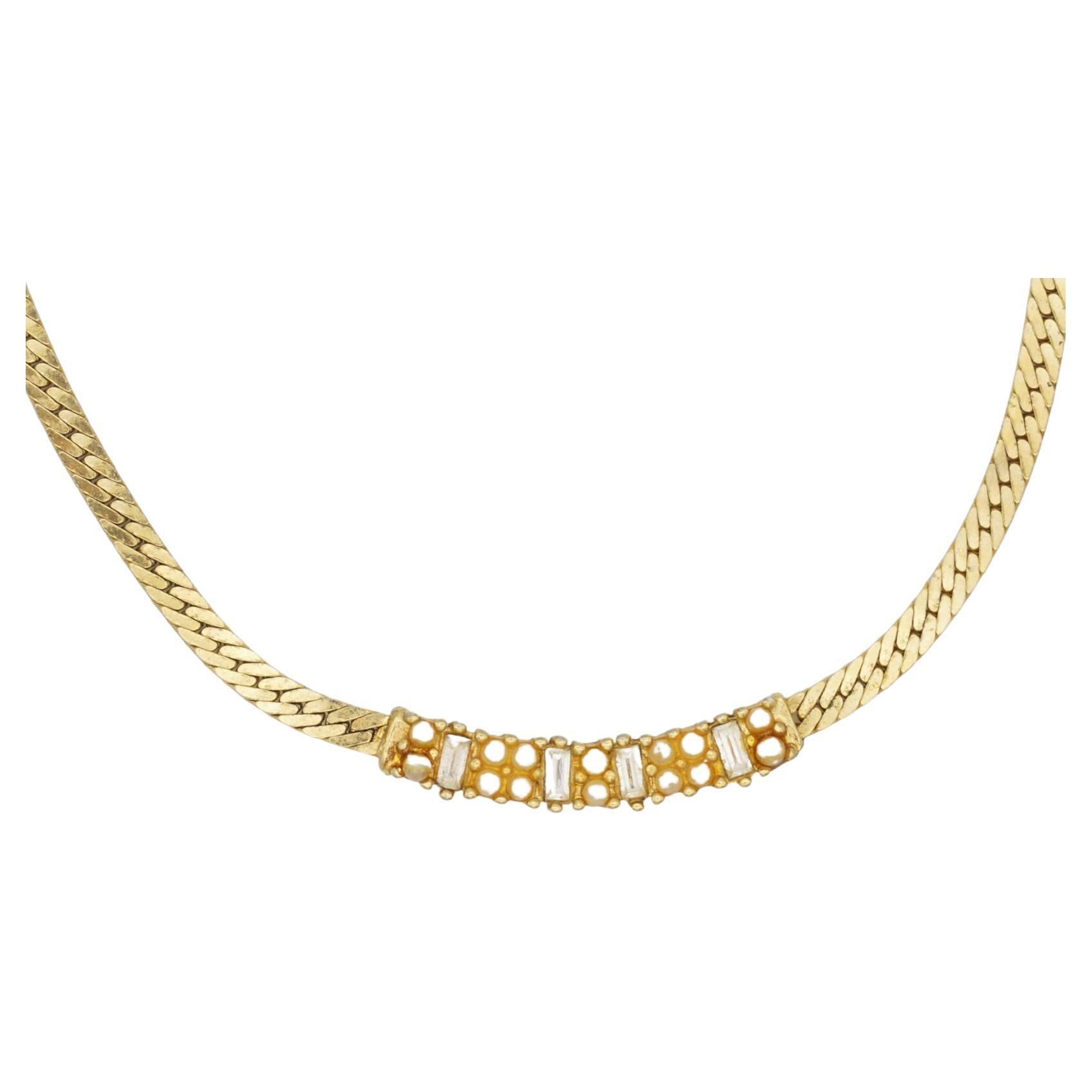 Christian Dior Vintage anni '70 Collana con perle e cristalli a barre lunghe in vendita
