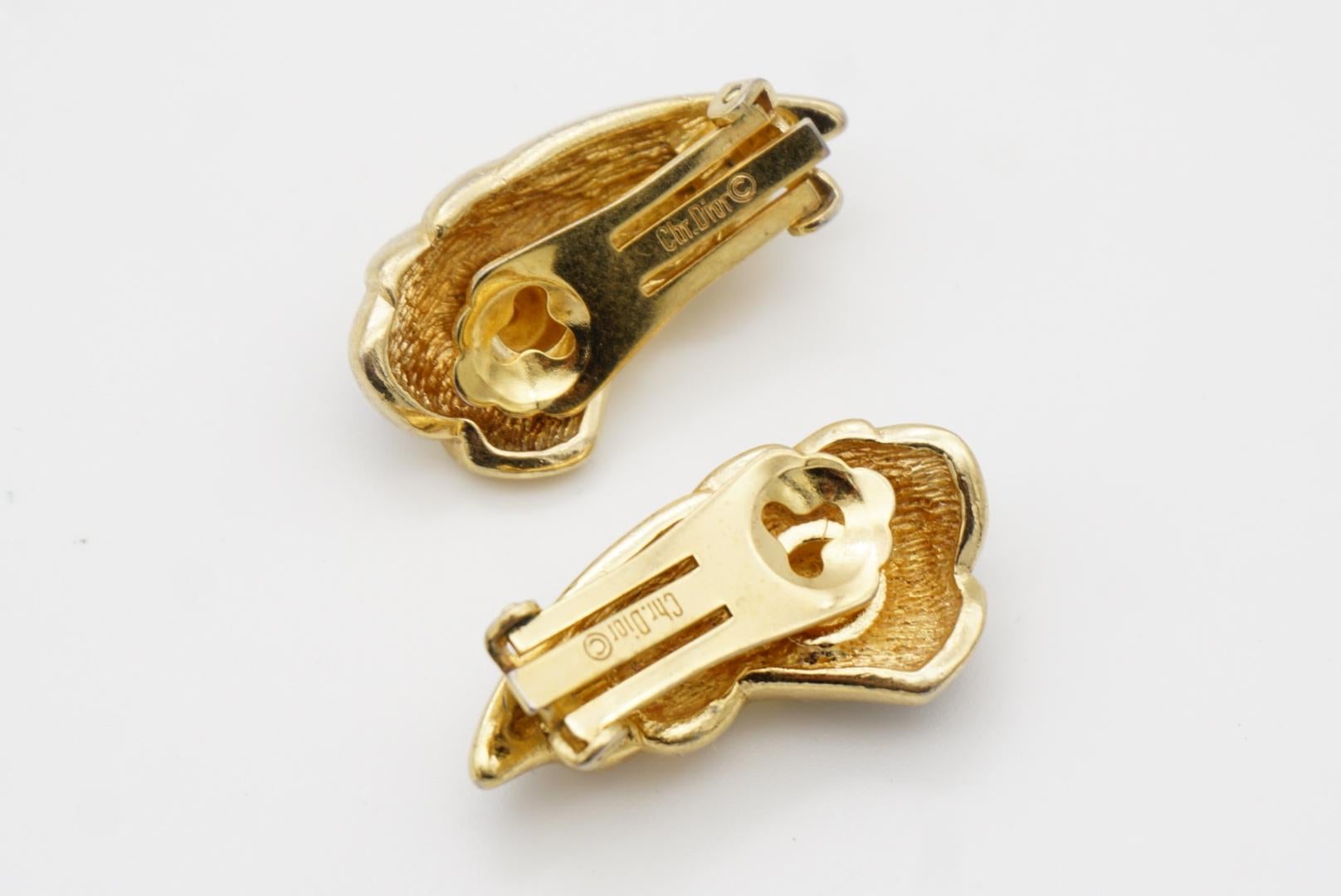 Christian Dior Vintage 1970er Jahre Schwarz Emaille Kristalle Krawatten-Knoten-Clip-Ohrringe im Angebot 8