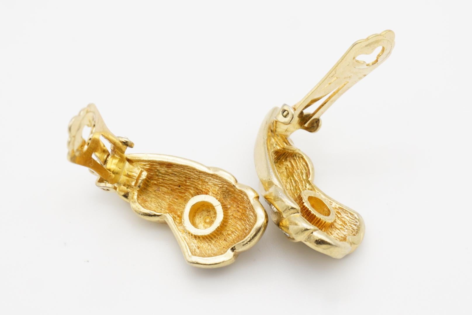 Christian Dior Vintage 1970er Jahre Schwarz Emaille Kristalle Krawatten-Knoten-Clip-Ohrringe im Angebot 9