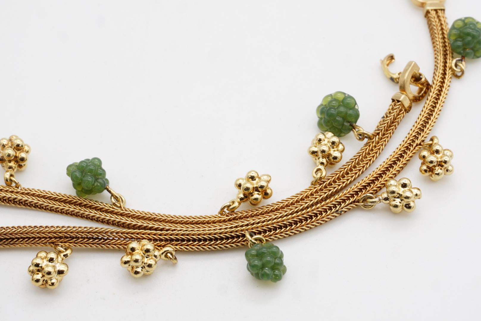 Christian Dior Vintage Años 70 Racimo Esmeralda Fruta Uva Charms Malla Collar en venta 5
