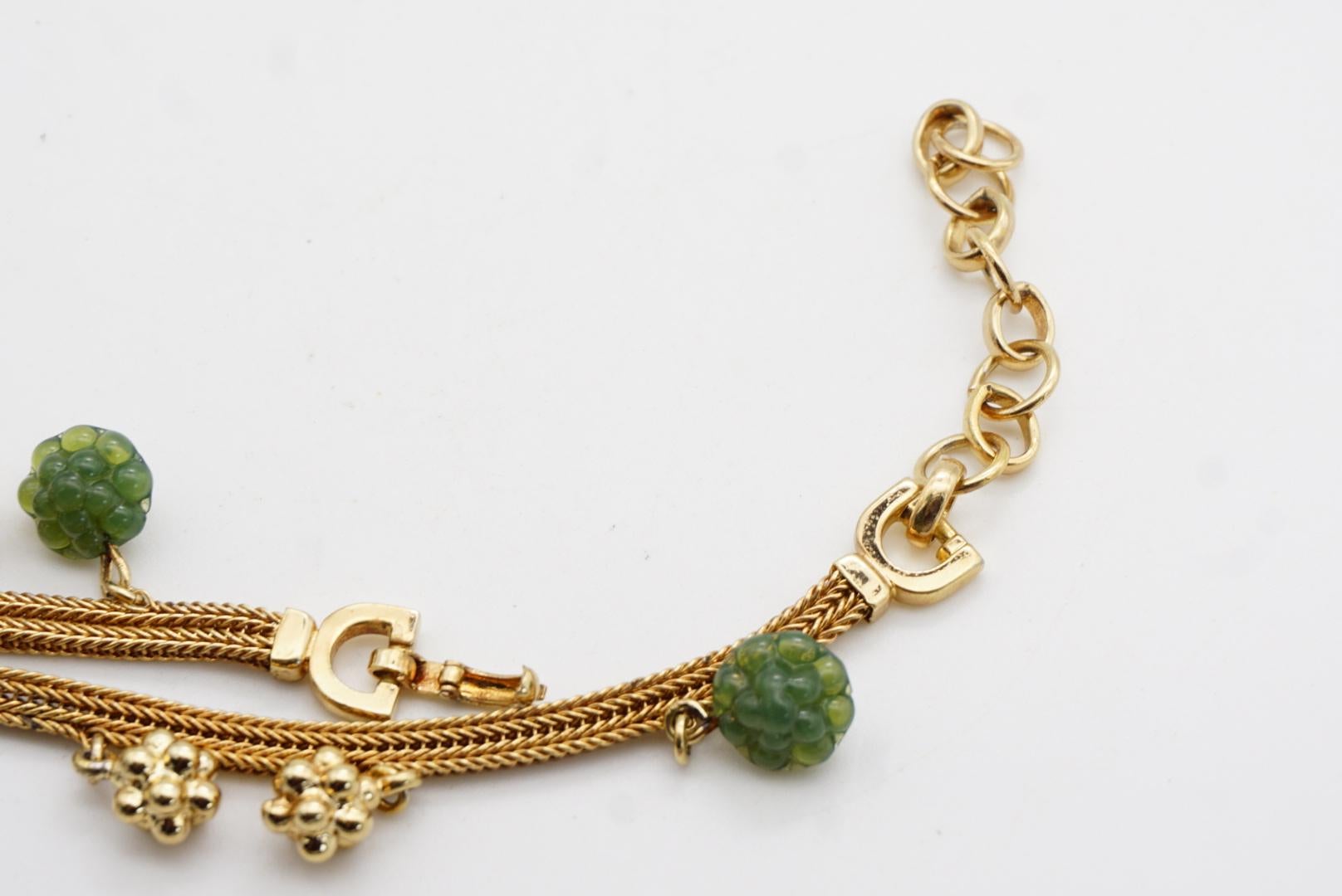 Christian Dior Vintage Años 70 Racimo Esmeralda Fruta Uva Charms Malla Collar en venta 6