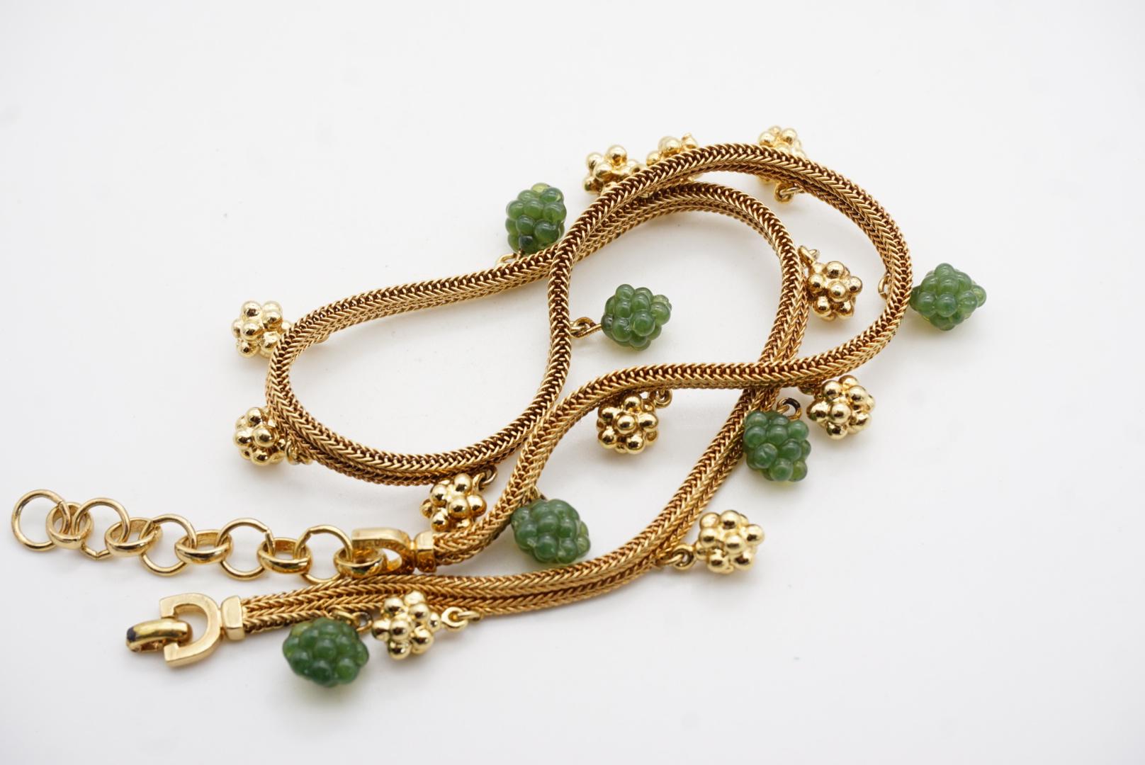Christian Dior Vintage Años 70 Racimo Esmeralda Fruta Uva Charms Malla Collar en venta 9
