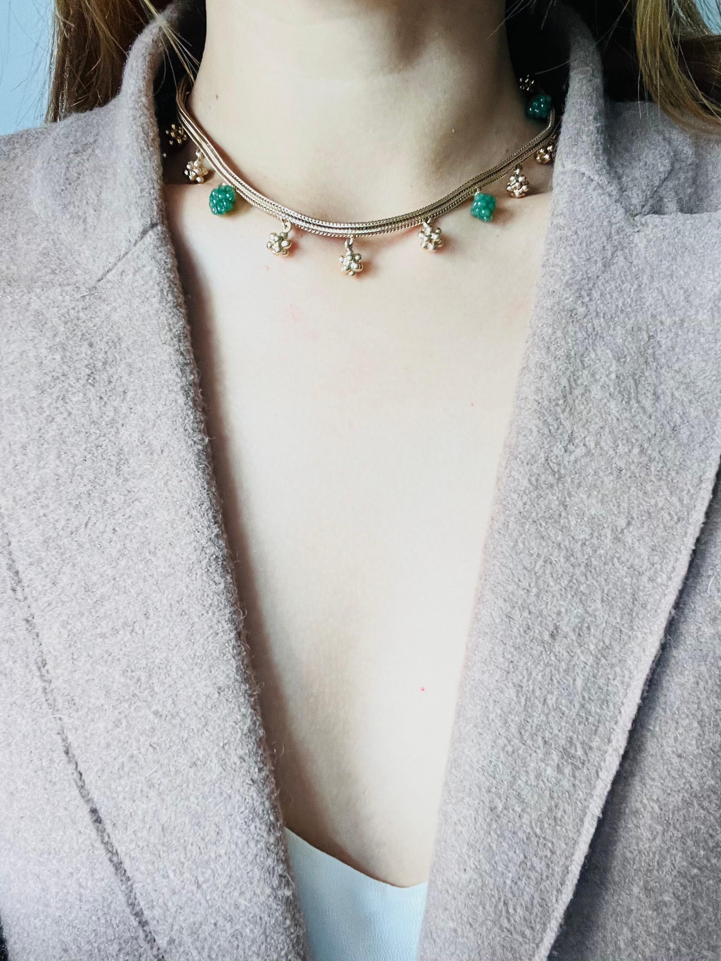 Femenino o masculino Christian Dior Vintage Años 70 Racimo Esmeralda Fruta Uva Charms Malla Collar en venta