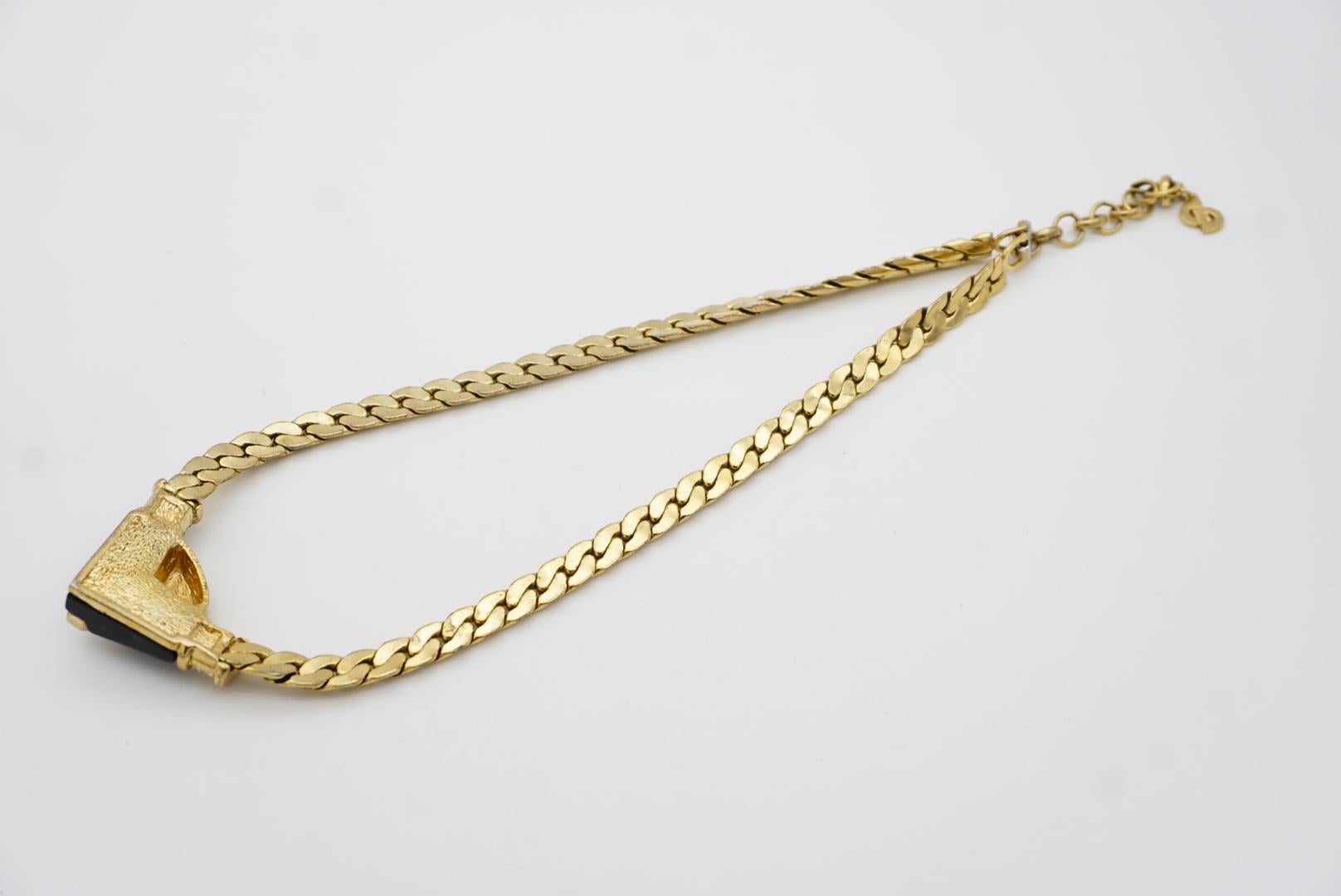 Christian Dior, collana vintage anni '70 con cristalli neri e arco a triangolo in vendita 9