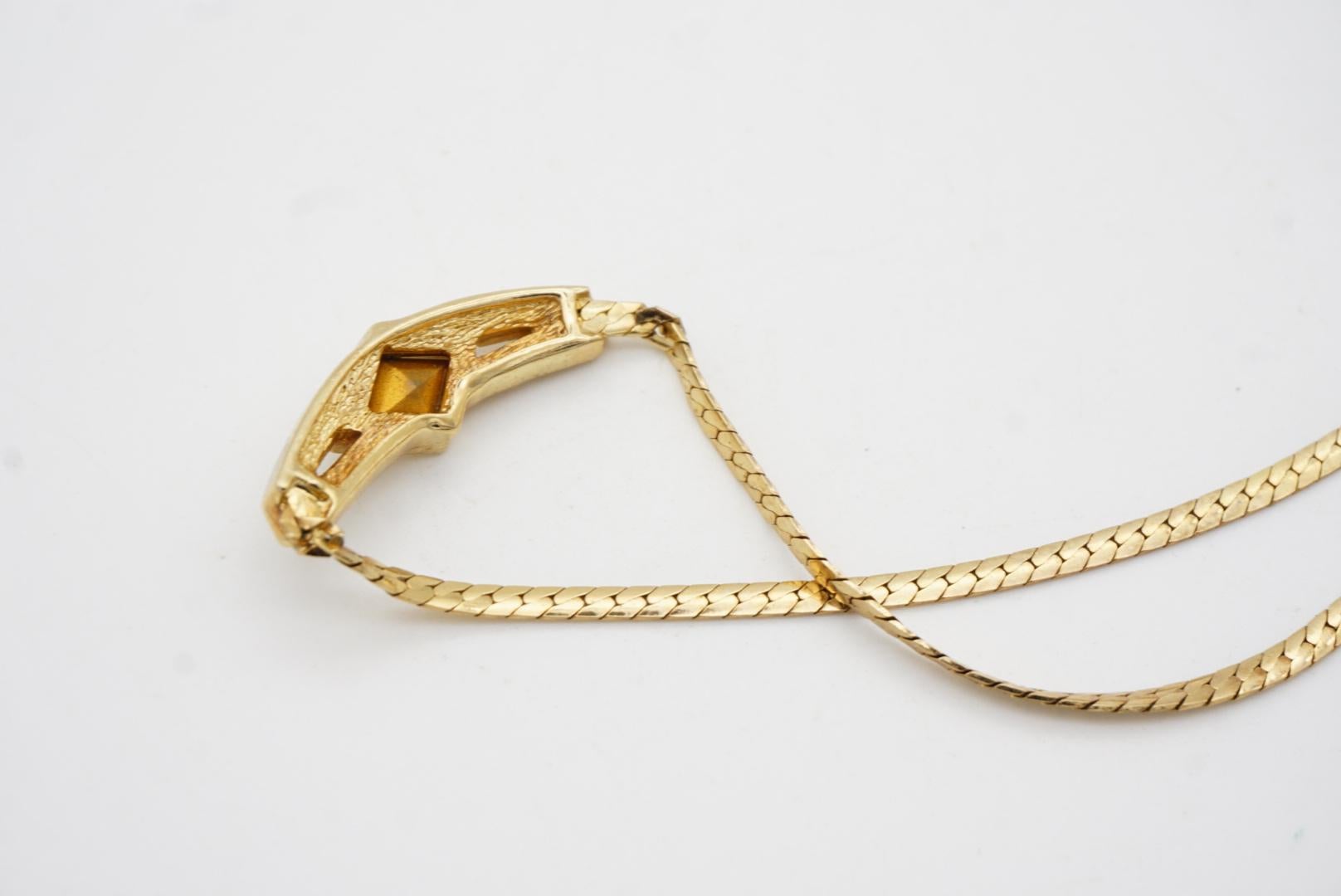 Christian Dior Vintage 1970s Crystals Moon Diamond Long Bar Pendant Necklace 11