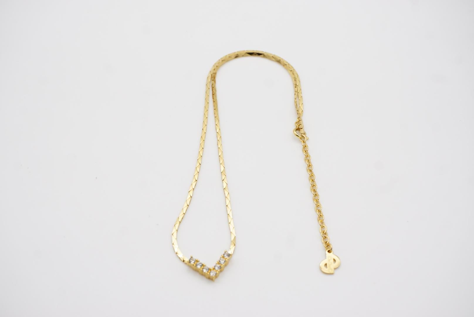 Christian Dior, collier à pendentif triangulaire exquis vintage en cristaux des années 1970 en vente 6