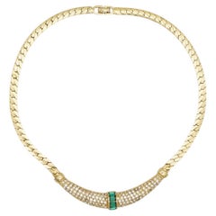 Christian Dior Vintage 1970er Jahre Smaragd Mond funkelnde Kristalle Halbmond Halskette