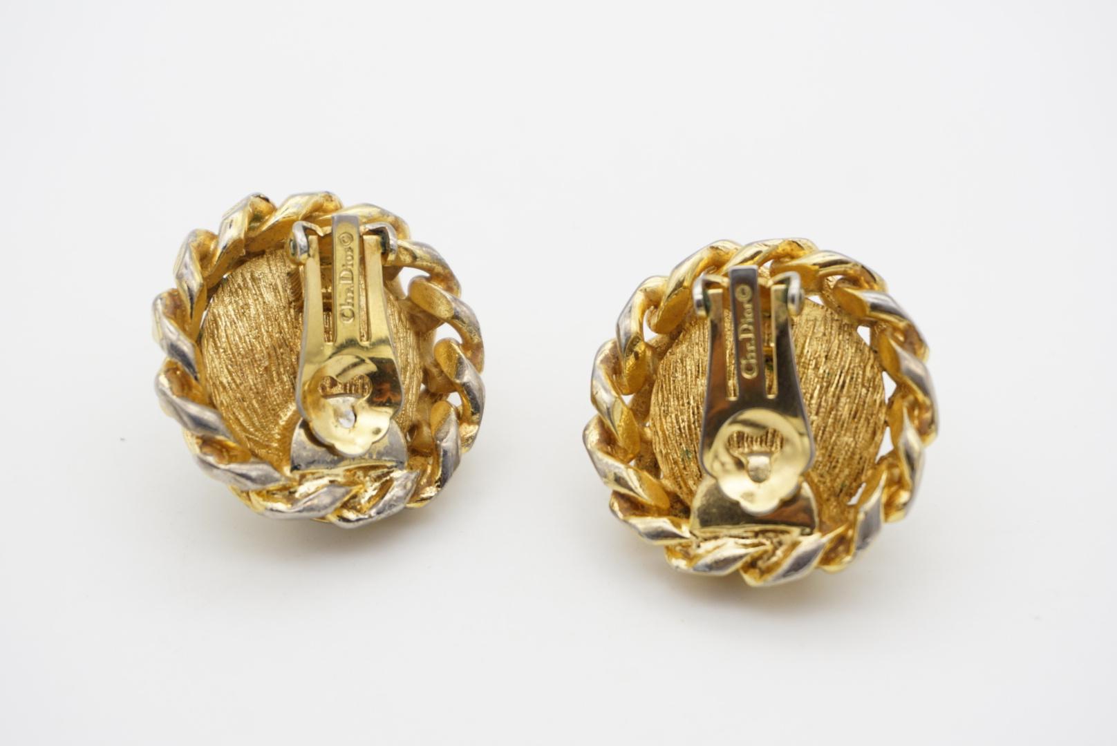 Christian Dior Vintage 1970s Extra Large Round Pearl Interlock Clip Earrings 6