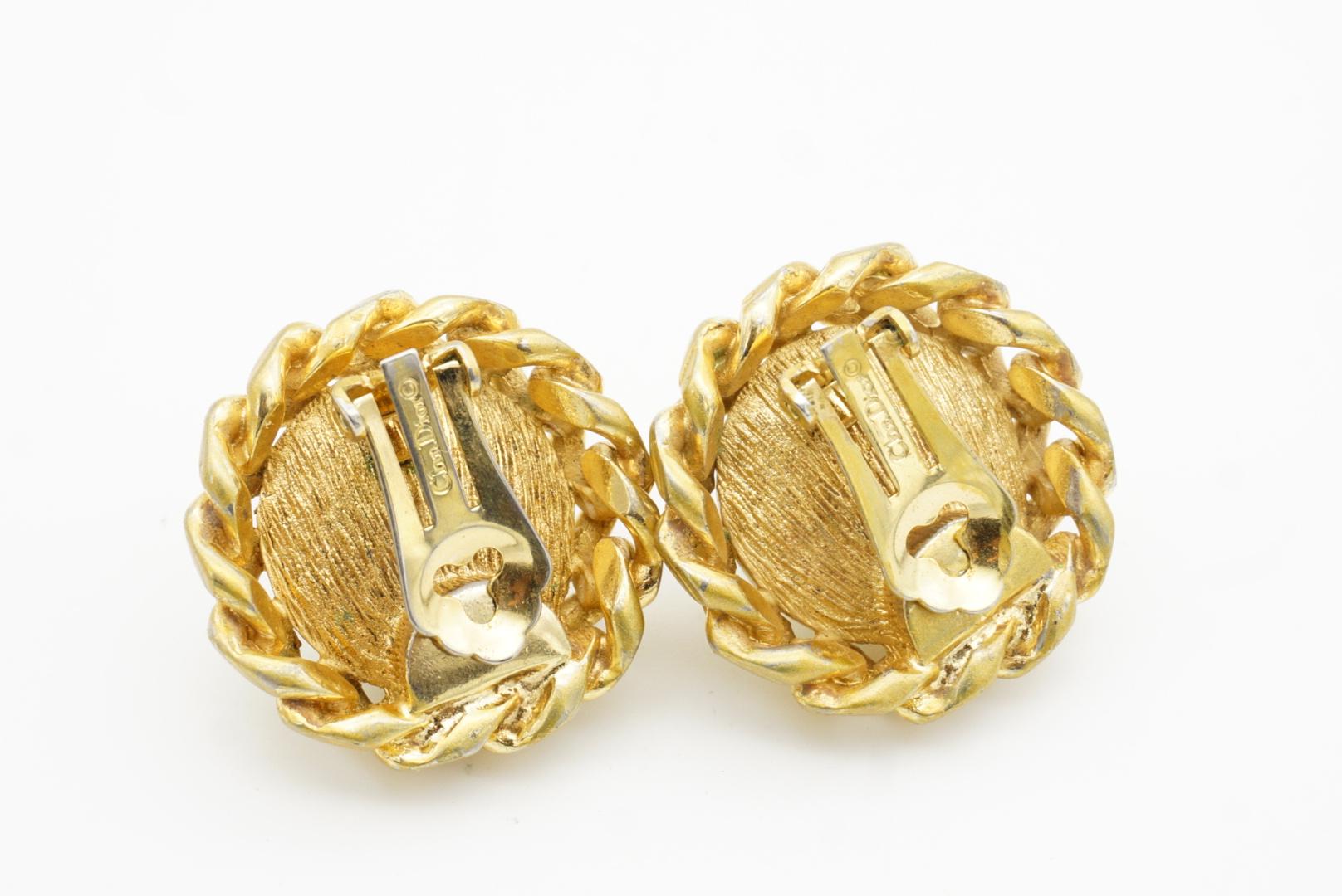 Christian Dior Vintage 1970s Extra Large Round White Pearl Interlocked Earrings 6