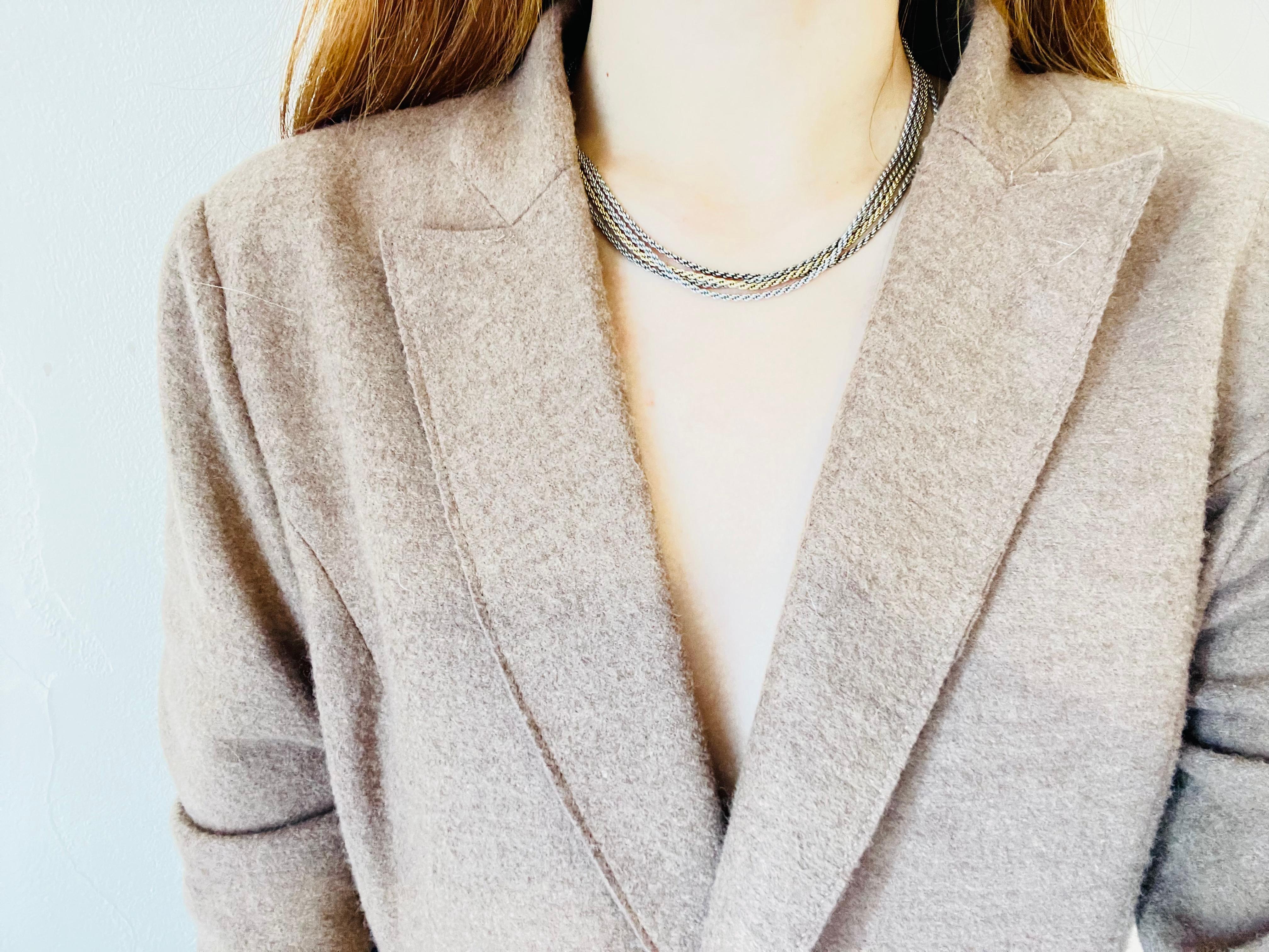 Christian Dior Vintage 1970s Four 4 Strands Layers Chain Necklace, Gold Silver In Good Condition For Sale In Wokingham, England