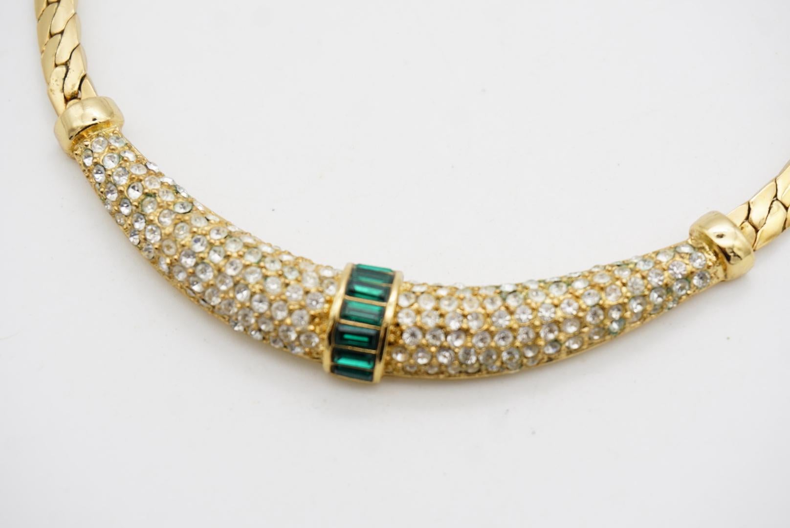 Christian Dior Vintage 1970 Gripoix Smeraldo Luna Cristalli Mezzaluna Collana a mezzaluna in vendita 5