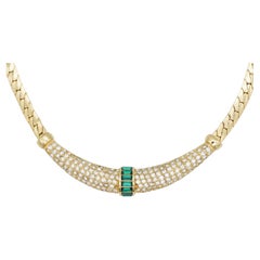 Christian Dior Vintage 1970s Gripoix Emerald Moon Crystals Crescent Necklace