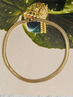 Christian Dior Vintage 1970s Herringbone Mesh Woven Snake Omega Gold Necklace