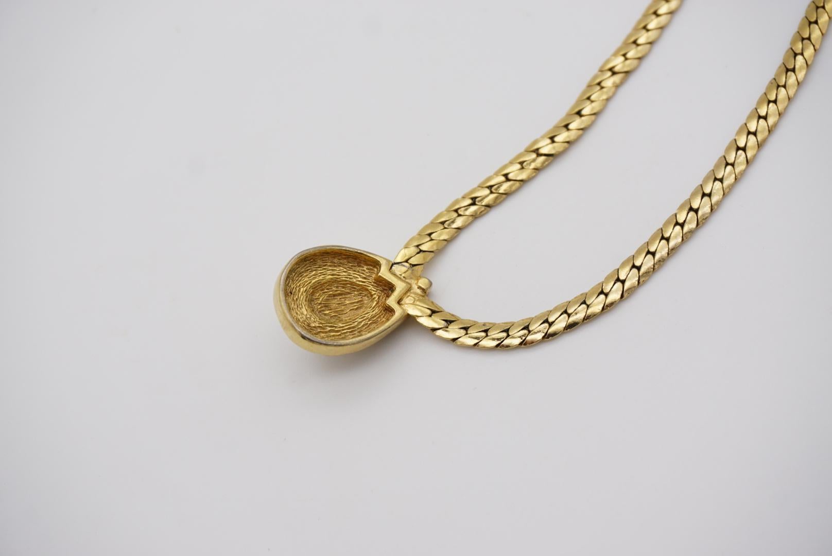 Christian Dior Vintage 1970s Large Oval Pearl Crystals Tear Water Drop Necklace For Sale 5
