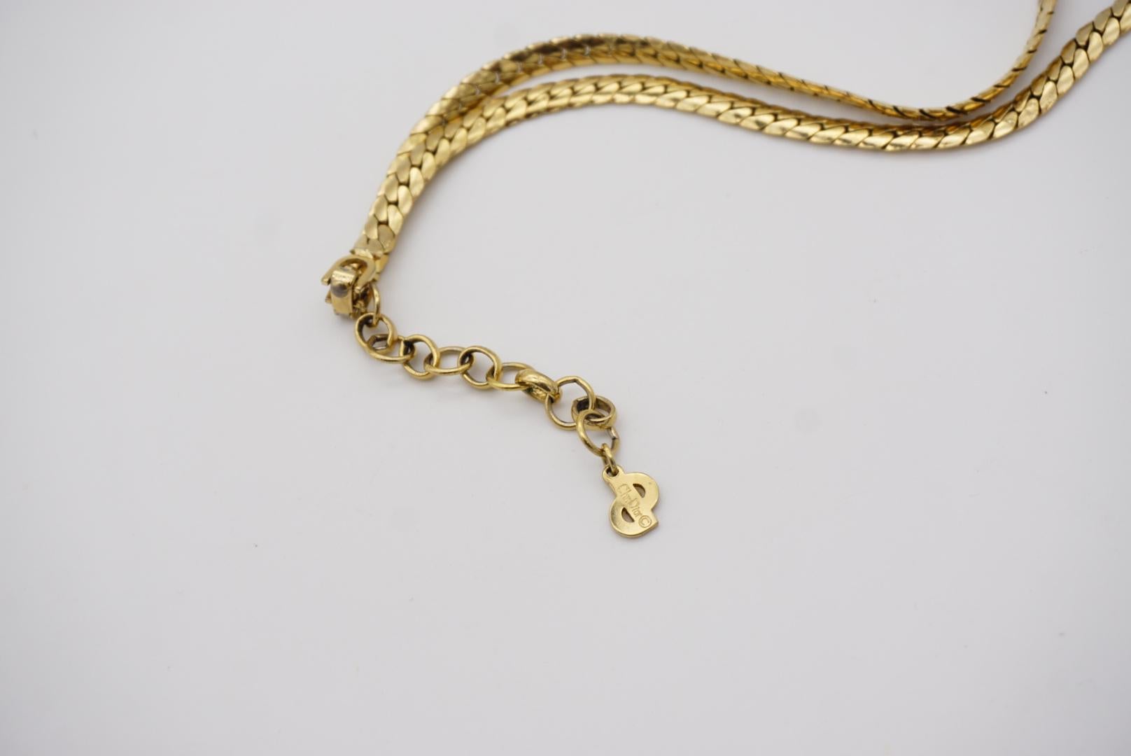 Christian Dior Vintage 1970s Large Oval Pearl Crystals Tear Water Drop Necklace For Sale 4