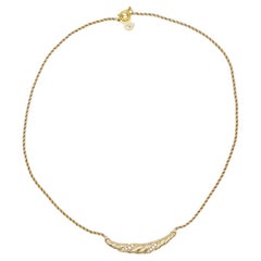 Christian Dior Used 1970s Long Bar Swirl Swarovski Gold Crystals Necklace